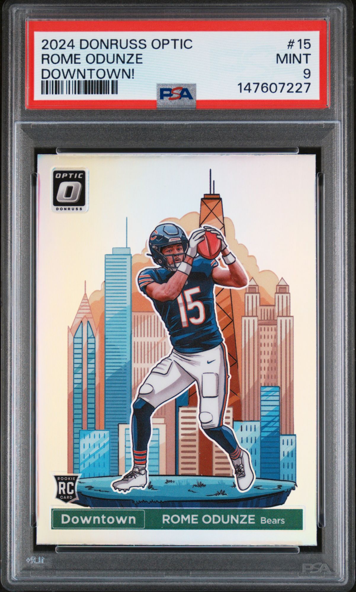 2024 Panini Donruss Optic Downtown! 15 Rome Odunze PSA 9