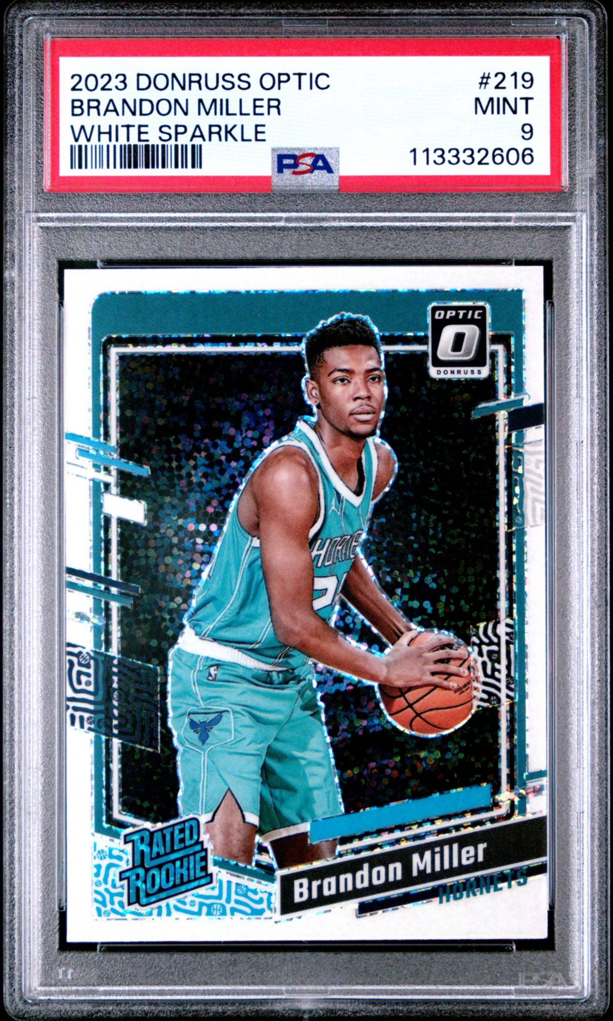 2023 Panini Donruss Optic 219 Brandon Miller White Sparkle PSA 9