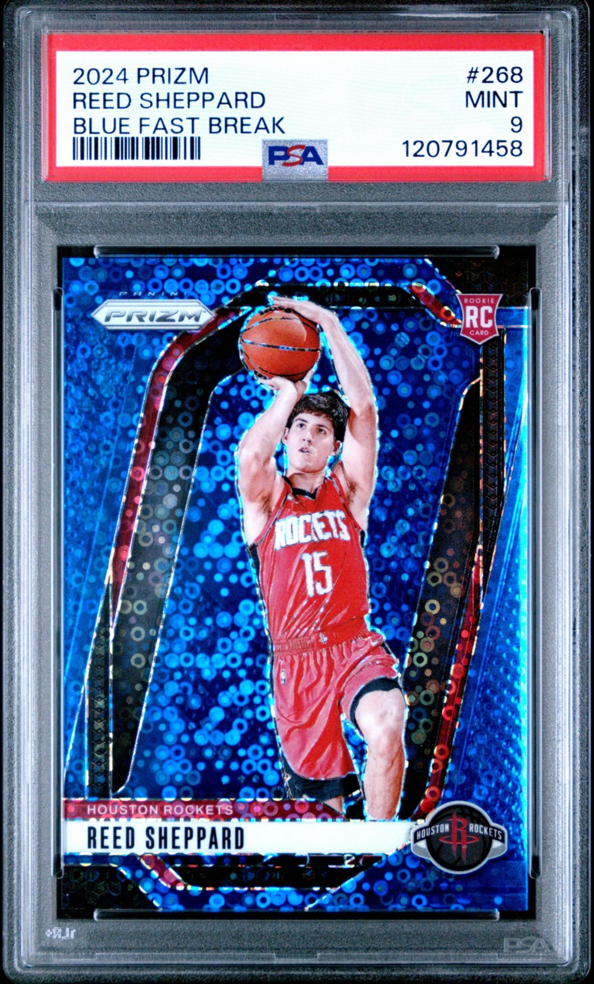 2024 Panini Prizm 268 Reed Sheppard Blue Fast Break PSA 9