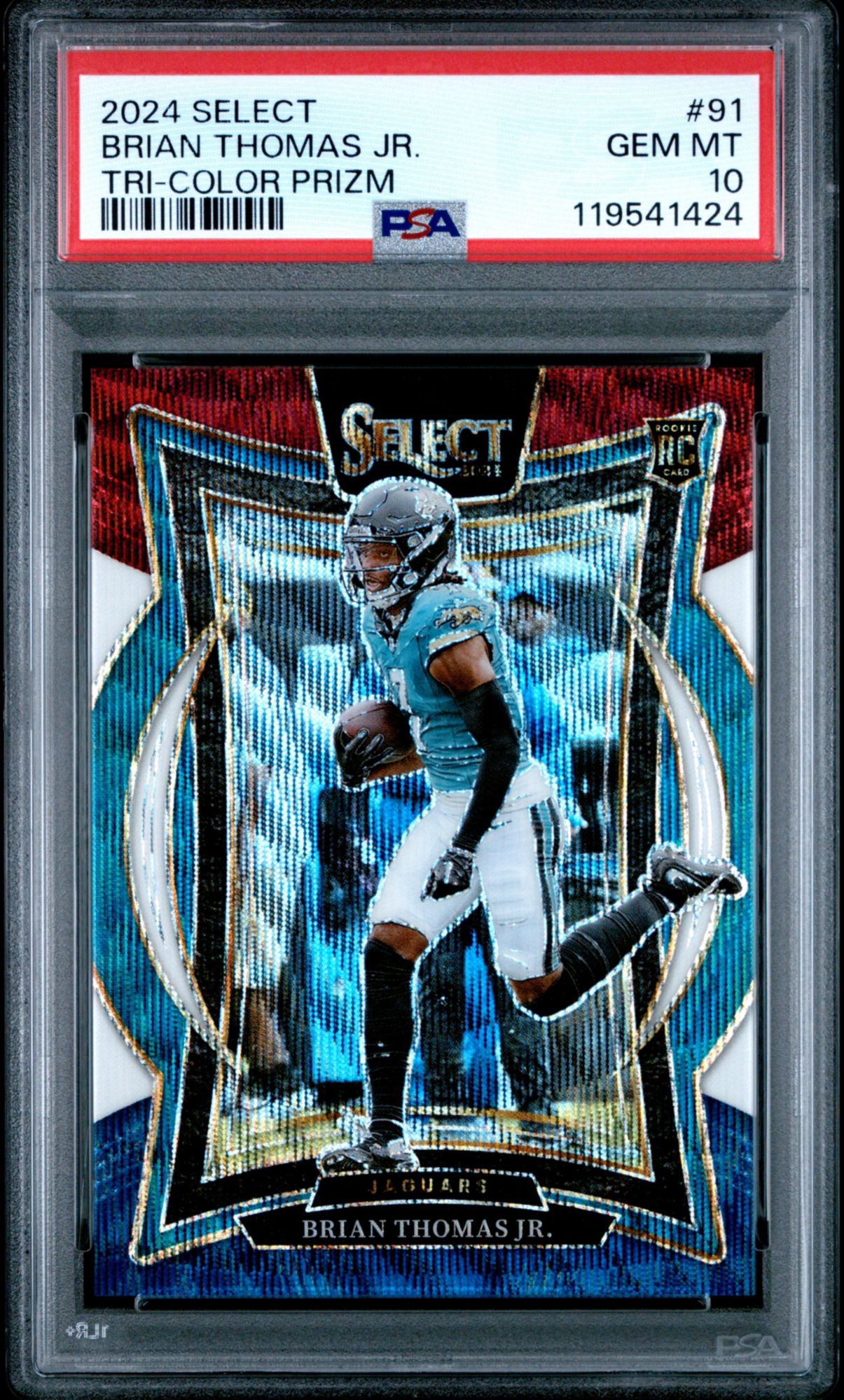 2024 Panini Select 91 Brian Thomas Jr. Tri-Color Prizm PSA 10