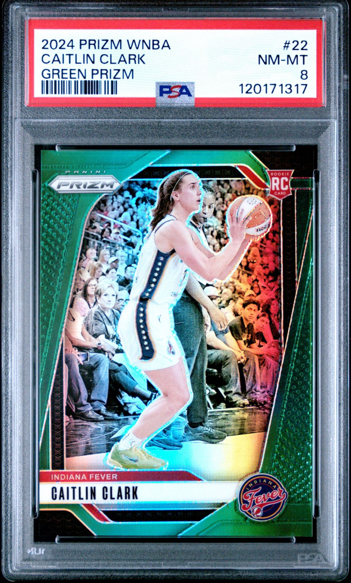 2024 Panini Prizm WNBA 22 Caitlin Clark Green Prizm PSA 8