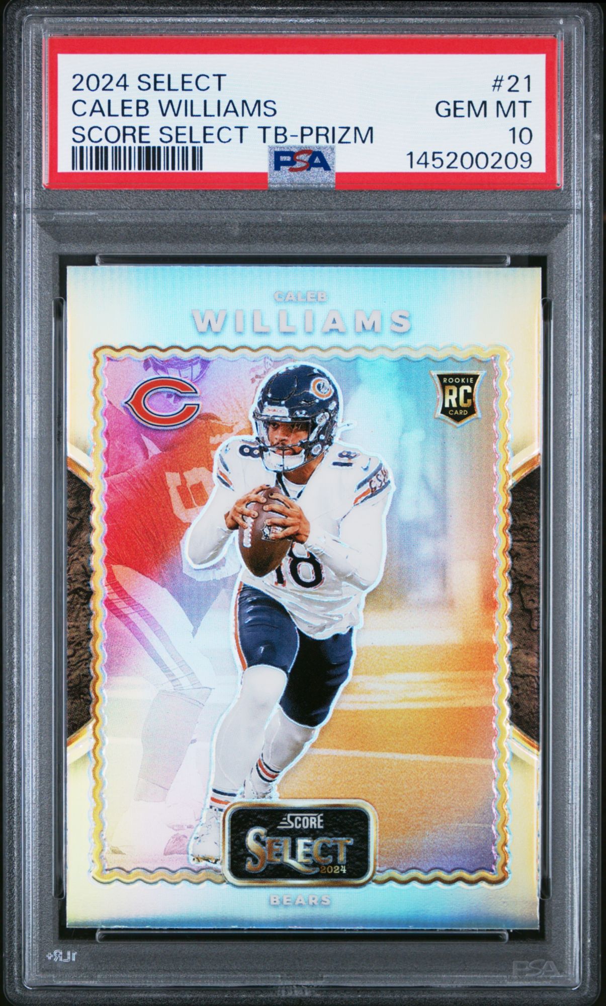 2024 Panini Select Score Select Throwback 21 Caleb Williams Prizm PSA 10