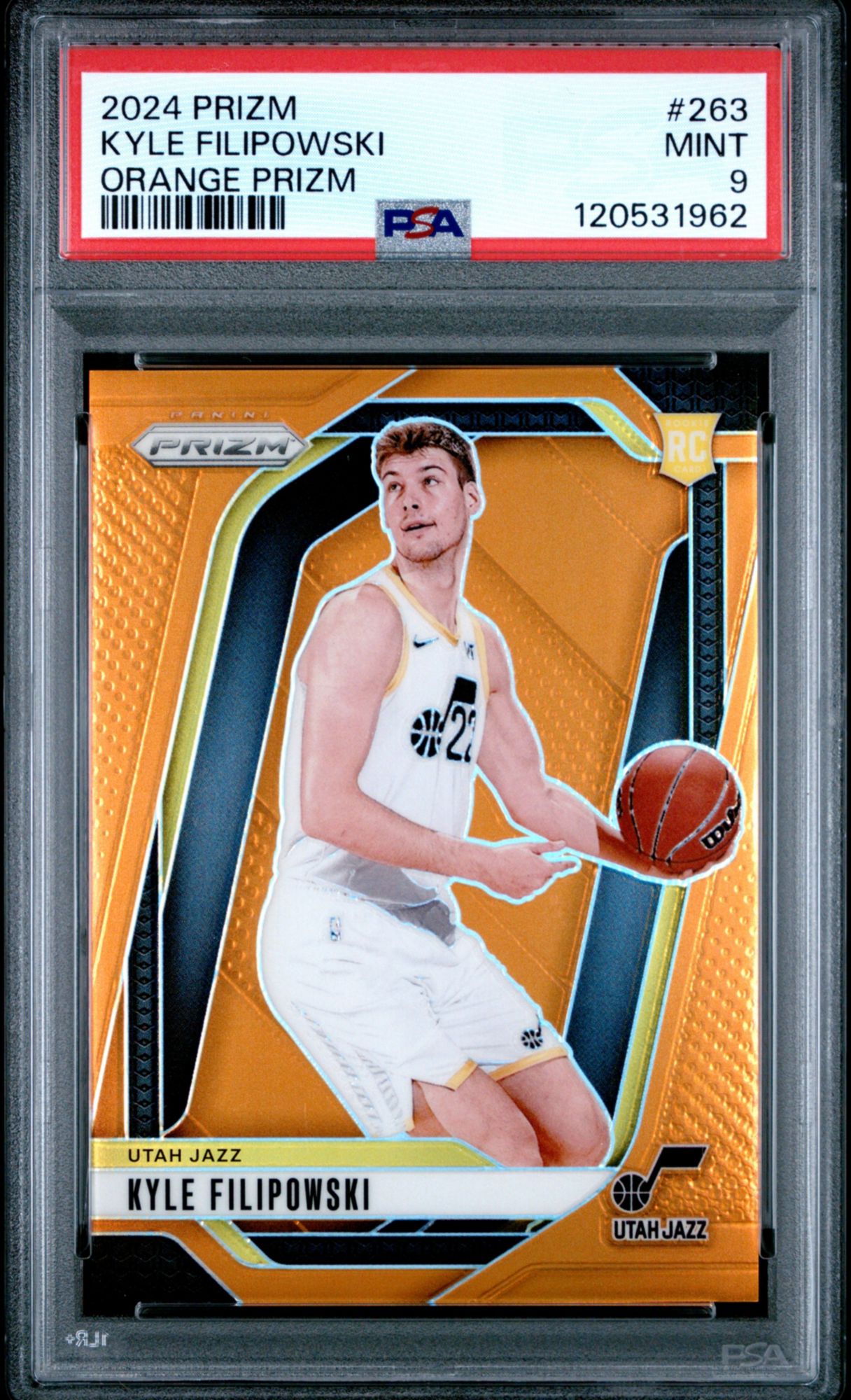 2024 Panini Prizm 263 Kyle Filipowski Orange Prizm PSA 9