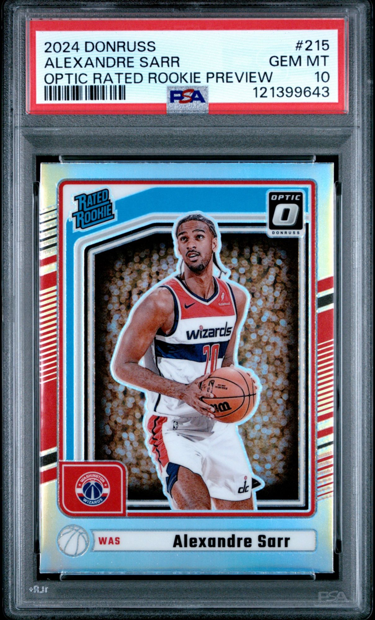 2024 Panini Donruss 215 Alexandre Sarr Optic Rated Rookie Preview PSA 10