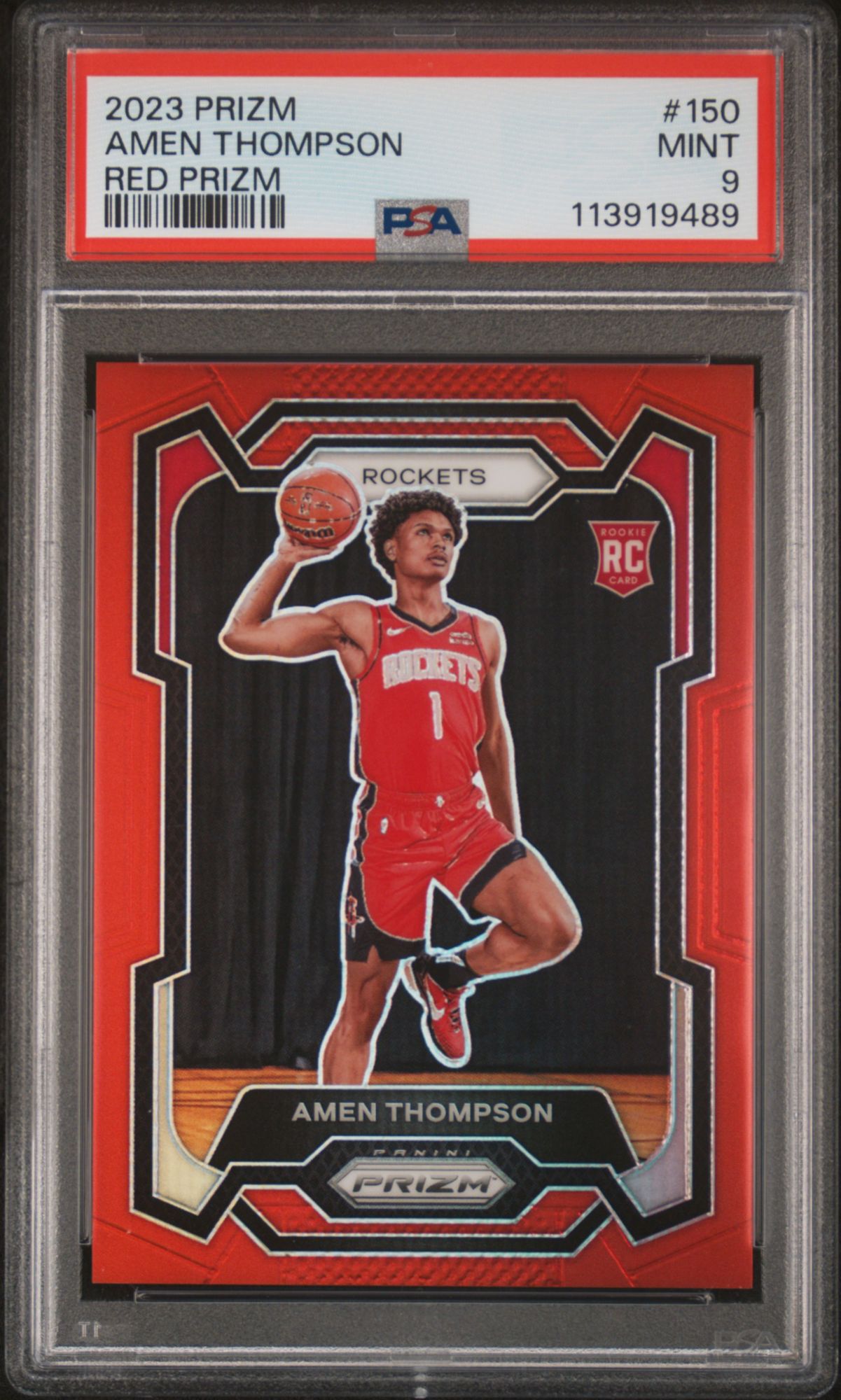 2023 Panini Prizm 150 Amen Thompson Red Prizm PSA 9