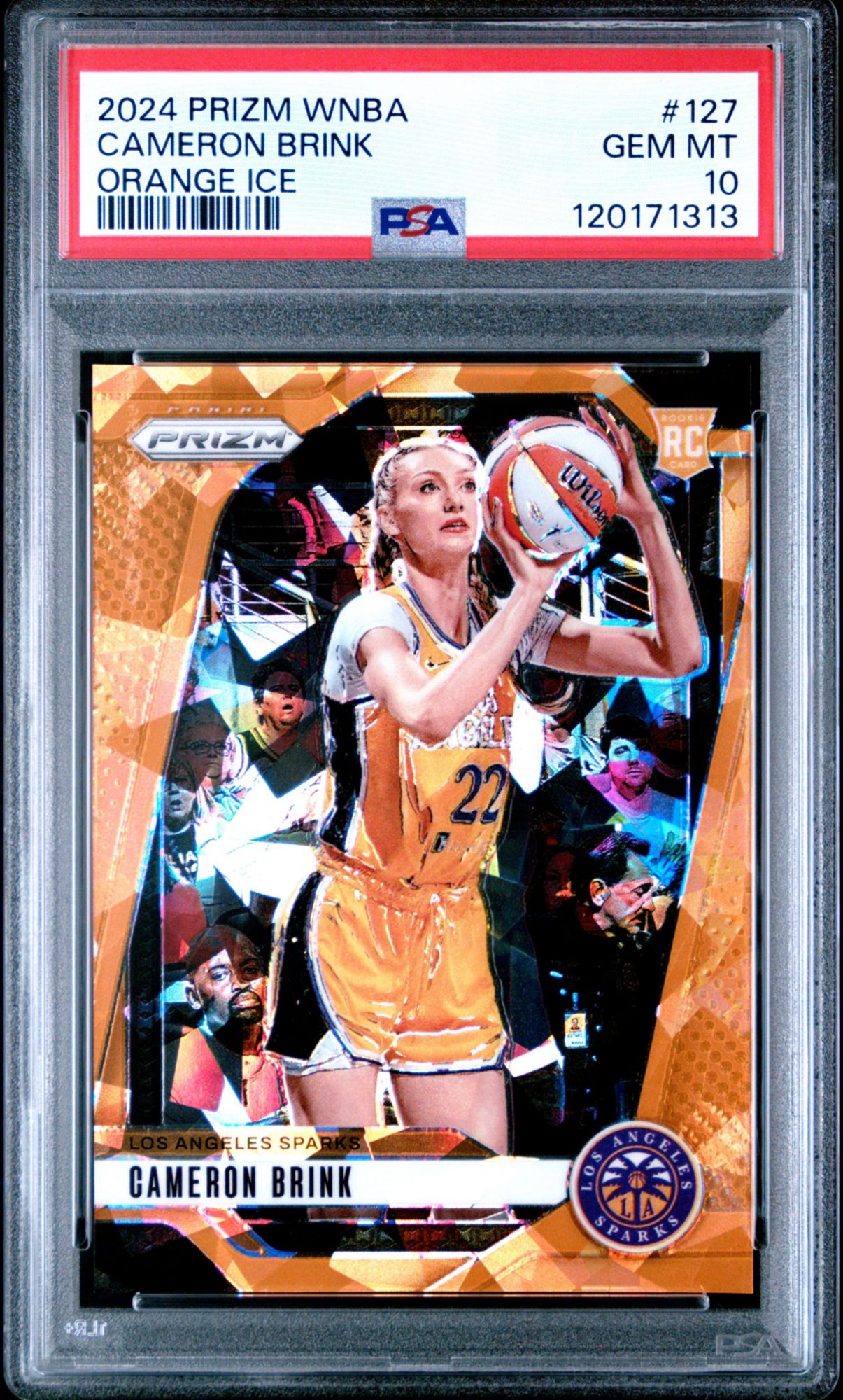 2024 Panini Prizm WNBA 127 Cameron Brink Orange Ice PSA 10