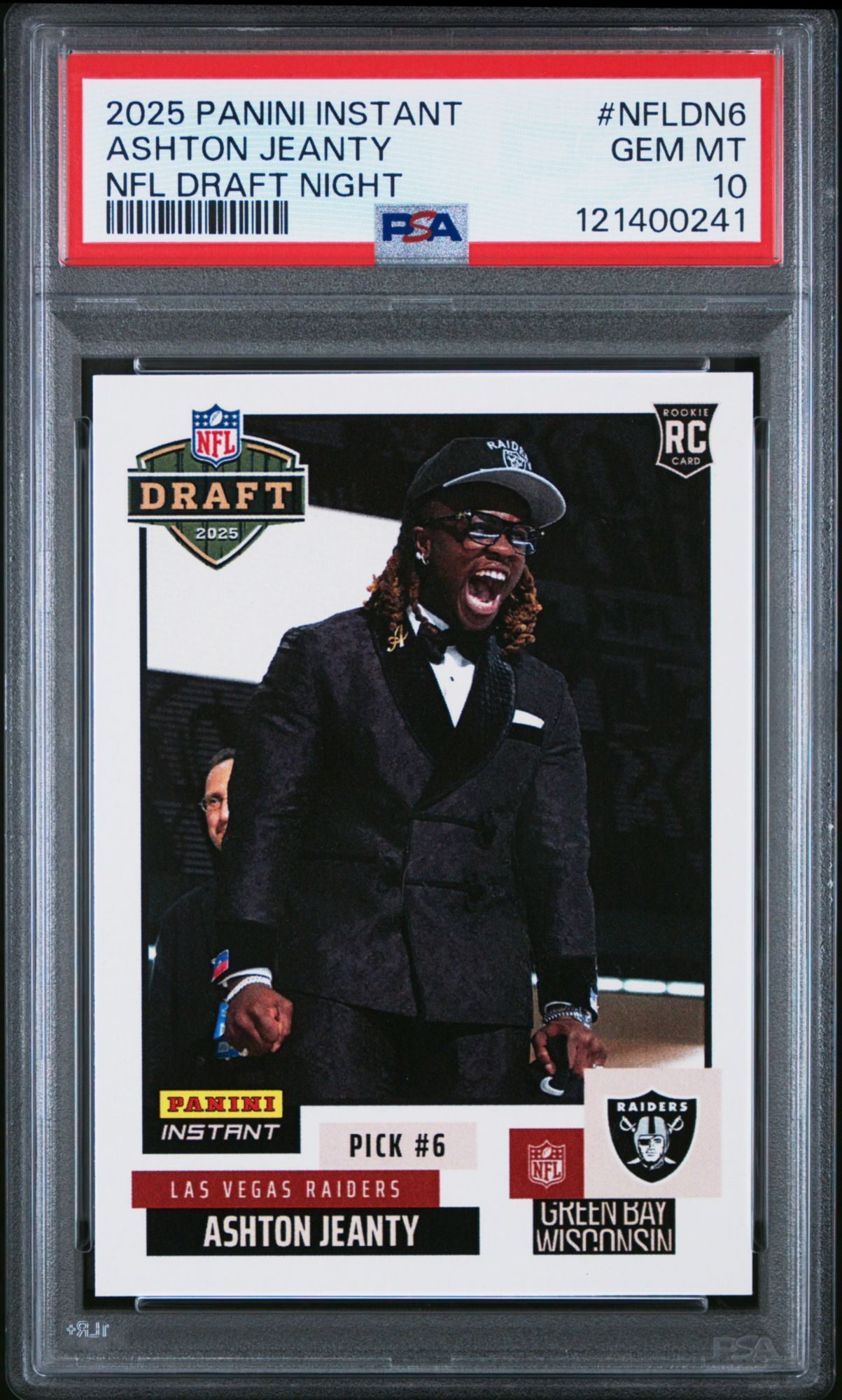 2025 Panini Instant NFL Draft Night NFLDN6 Ashton Jeanty PSA 10