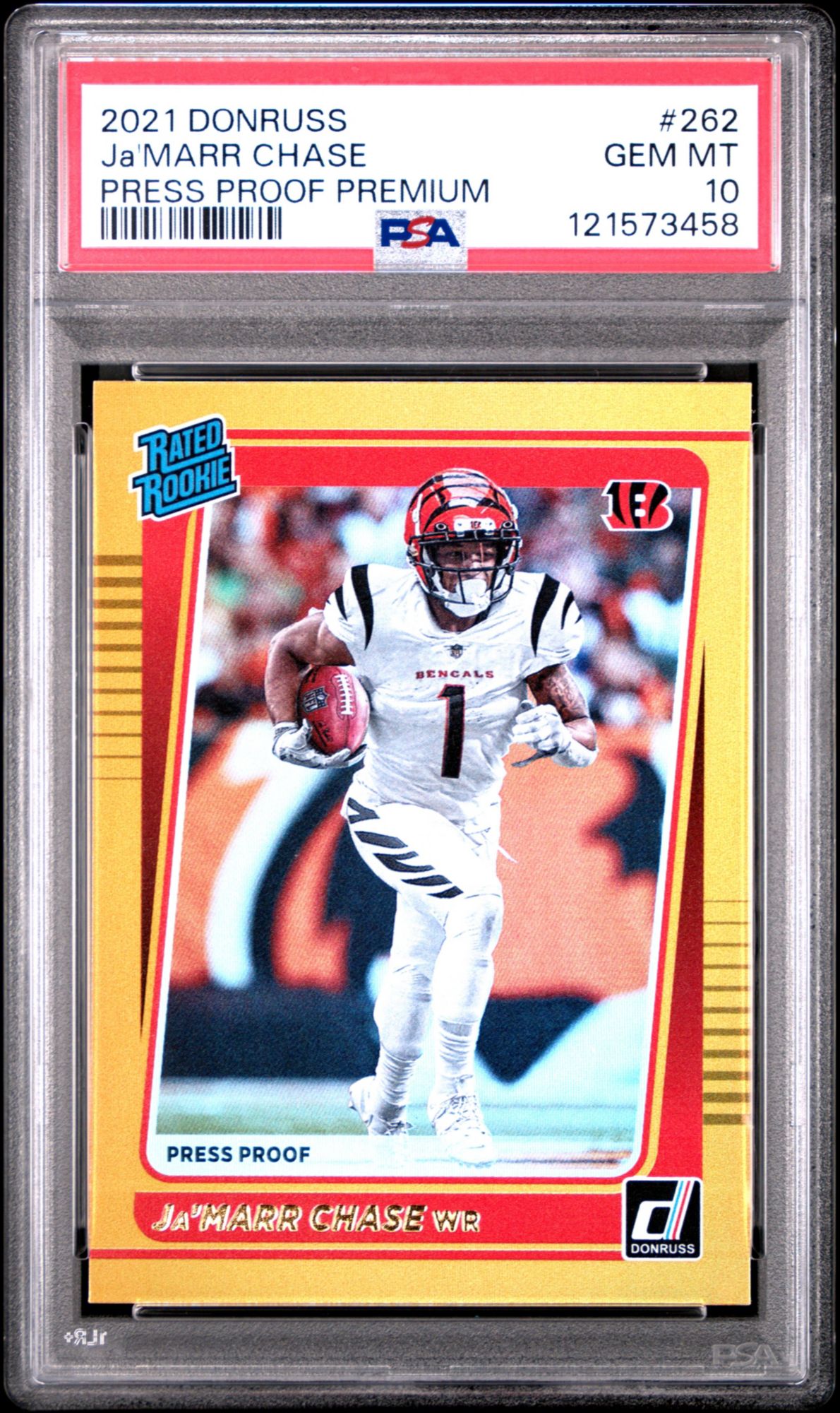 2021 Panini Donruss 262 Ja'marr Chase Press Proof Premium PSA 10