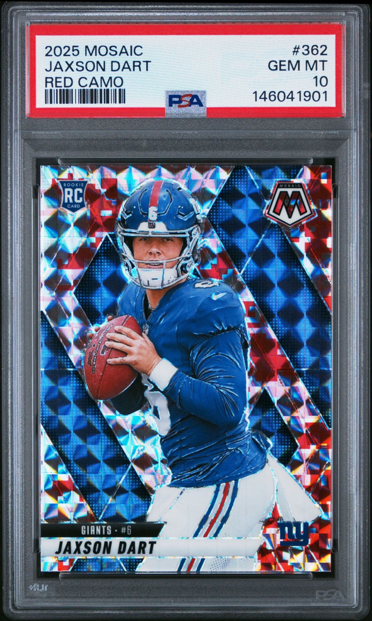 2025 Panini Mosaic 362 Jaxson Dart Red Camo PSA 10