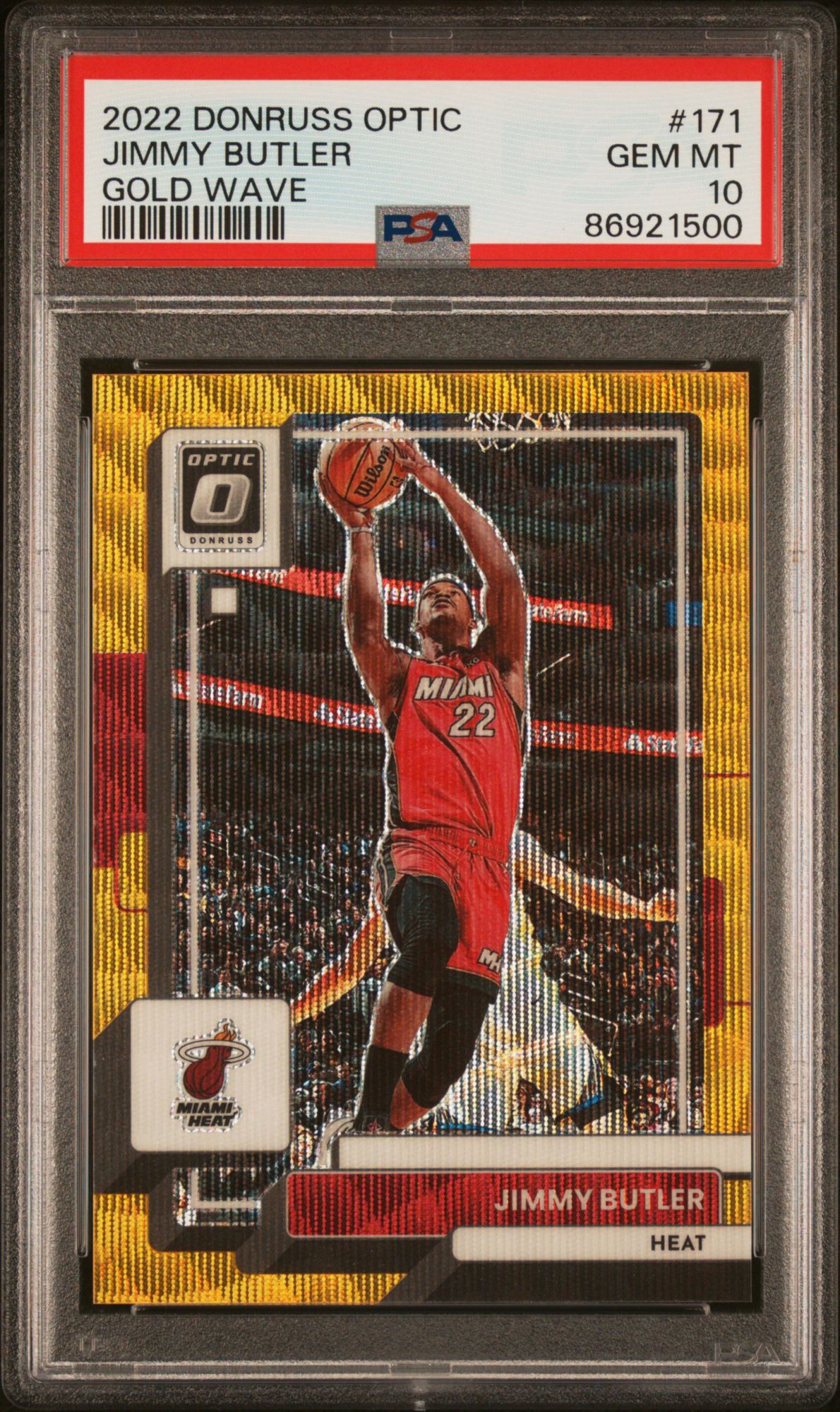 2022 Panini Donruss Optic 171 Jimmy Butler Gold Wave PSA 10