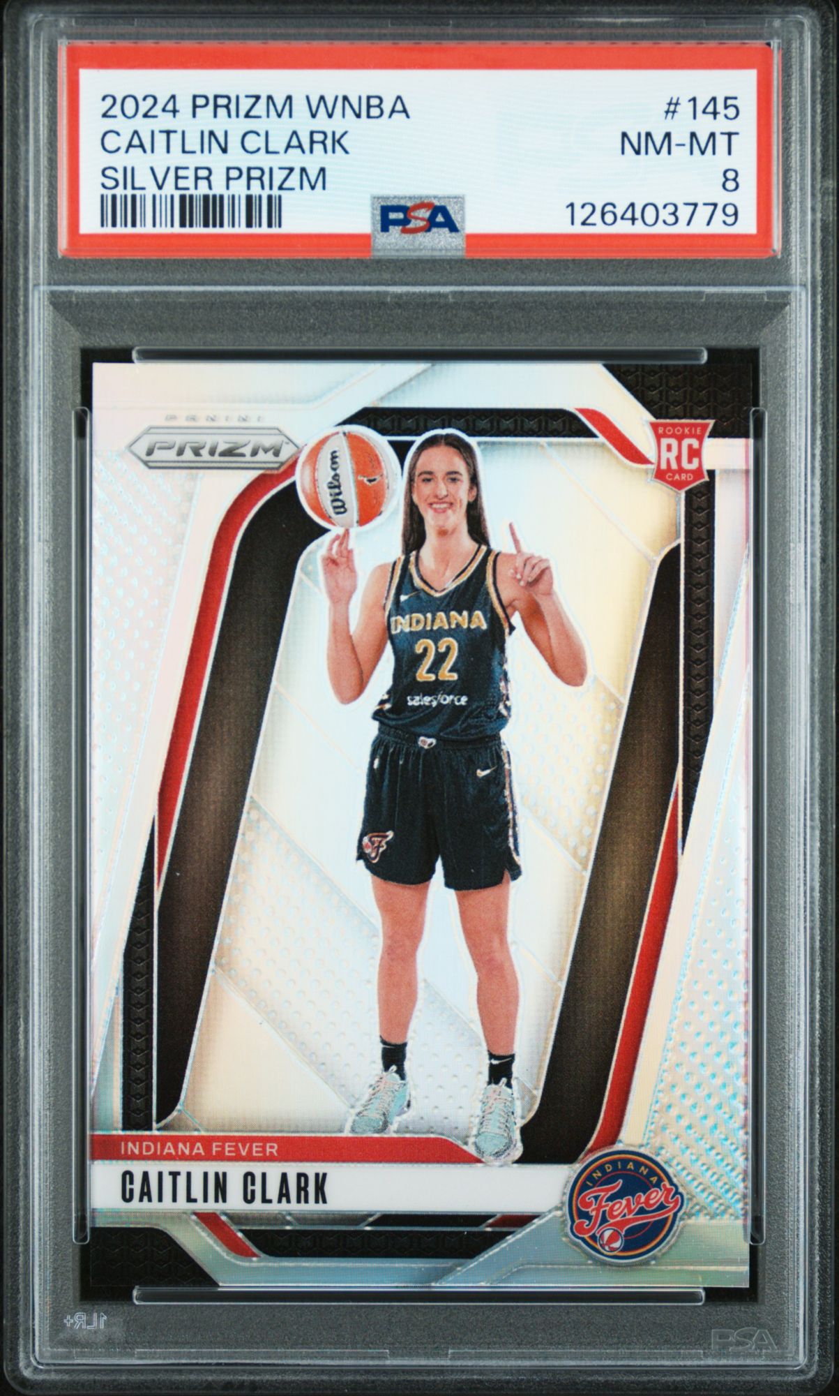 2024 Panini Prizm WNBA 145 Caitlin Clark Silver Prizm PSA 8