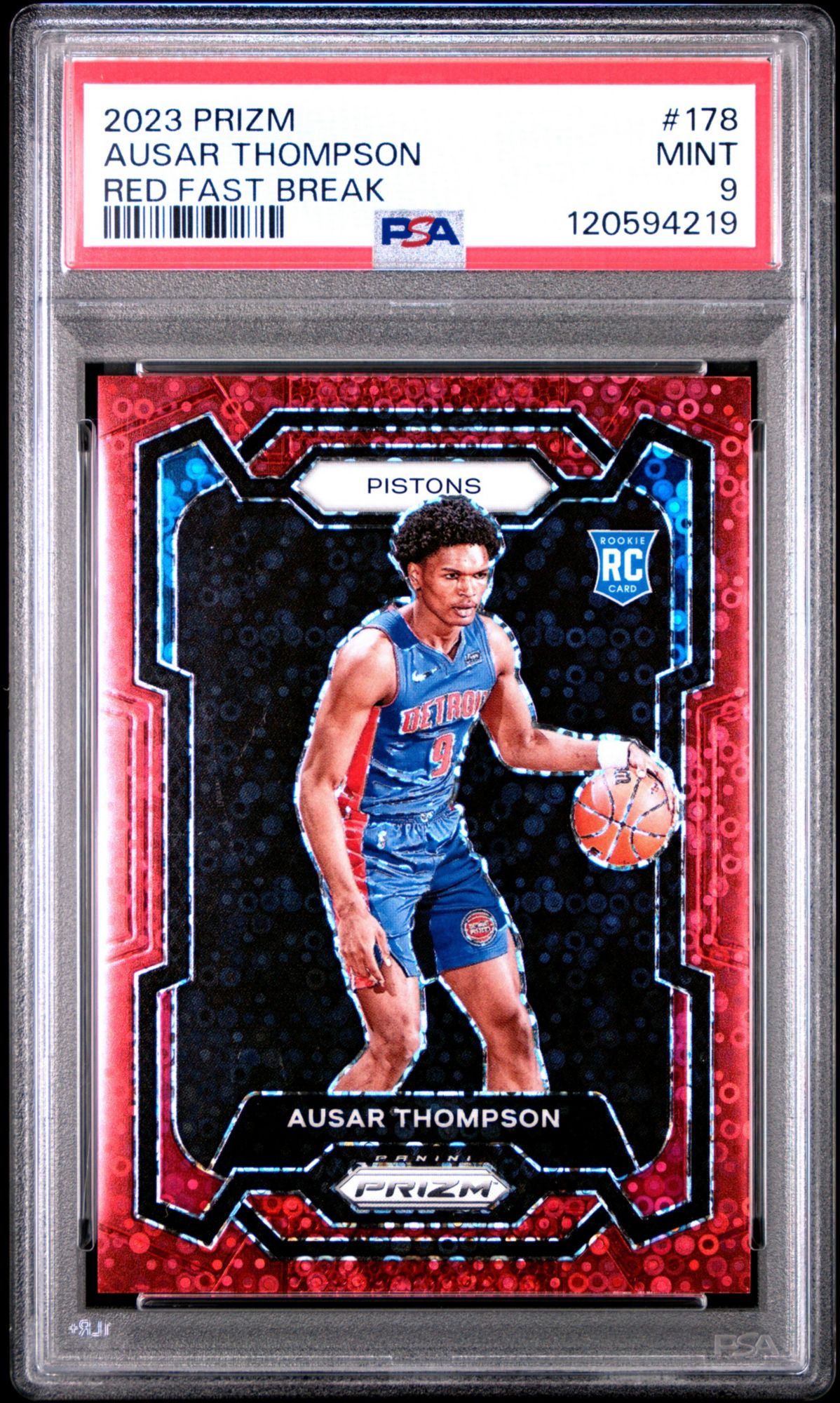 2023 Panini Prizm 178 Ausar Thompson Red Fast Break PSA 9
