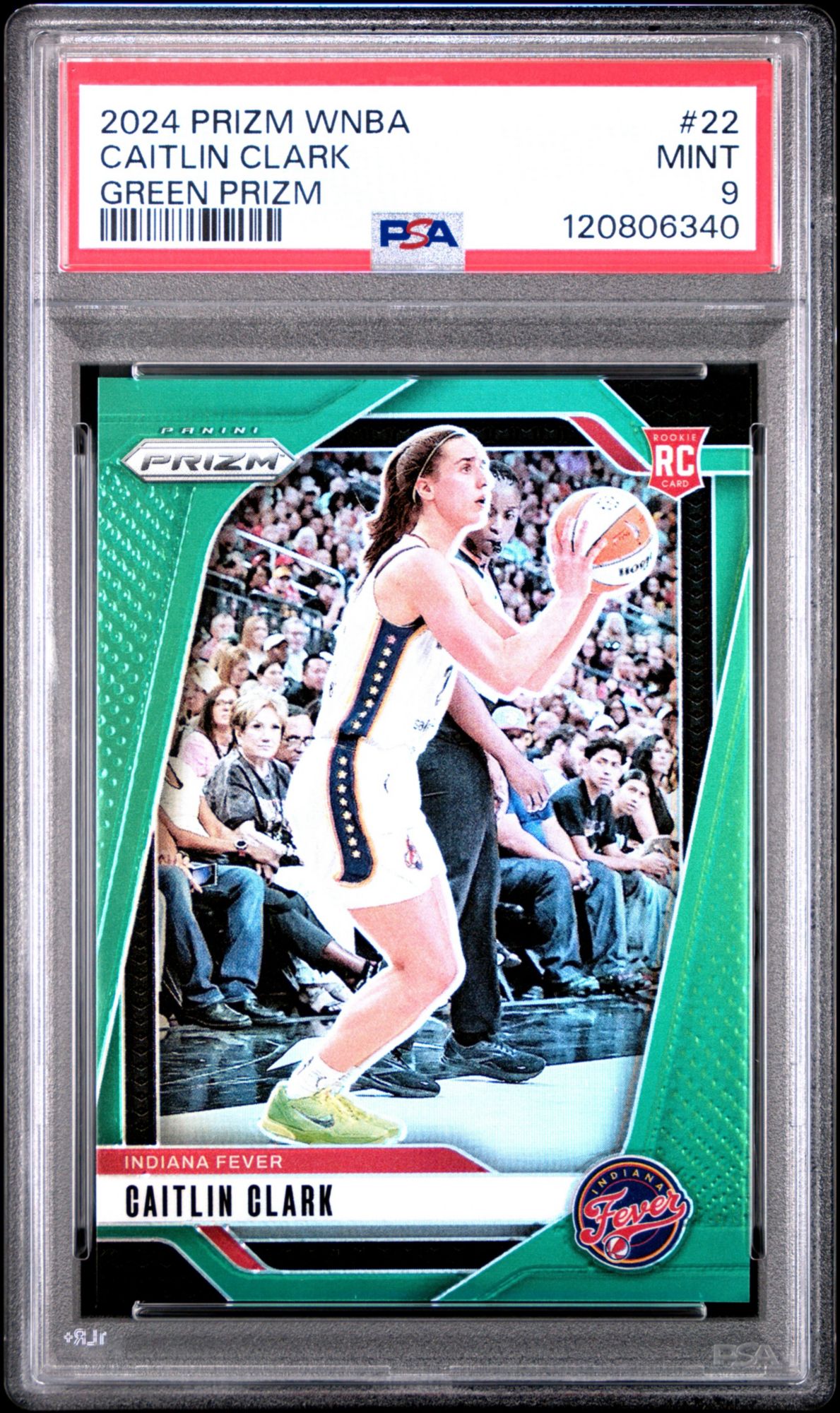 2024 Panini Prizm WNBA 22 Caitlin Clark Green Prizm PSA 9