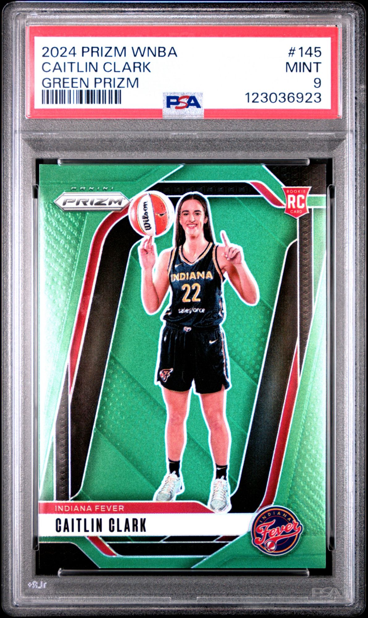 2024 Panini Prizm WNBA 145 Caitlin Clark Green Prizm PSA 9