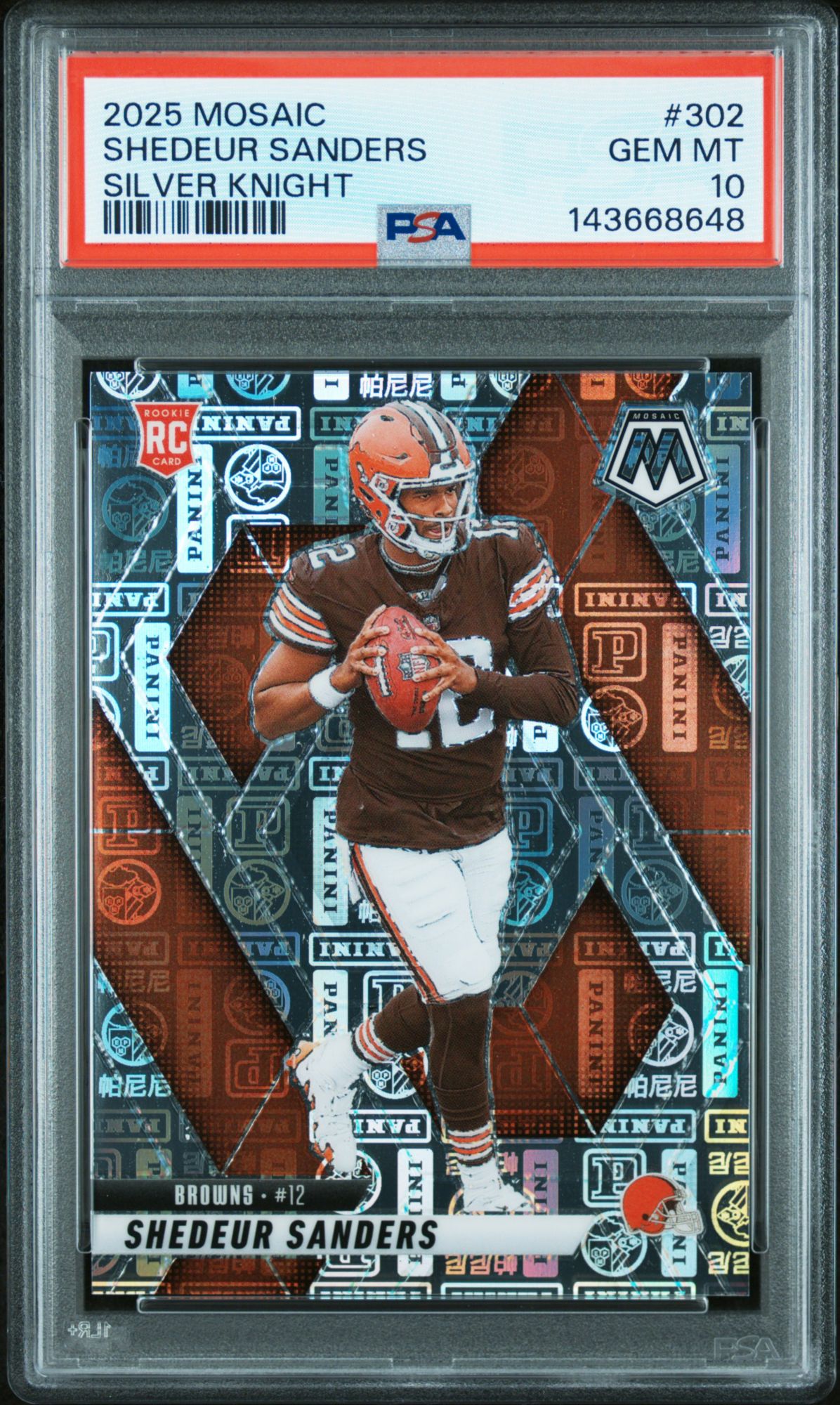 2025 Panini Mosaic 302 Shedeur Sanders Silver Knight PSA 10