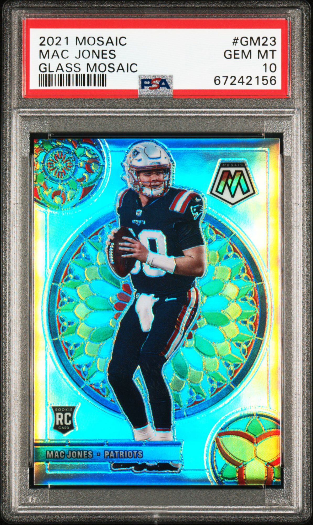 2021 Panini Mosaic Glass Mosaic GM23 Mac Jones PSA 10