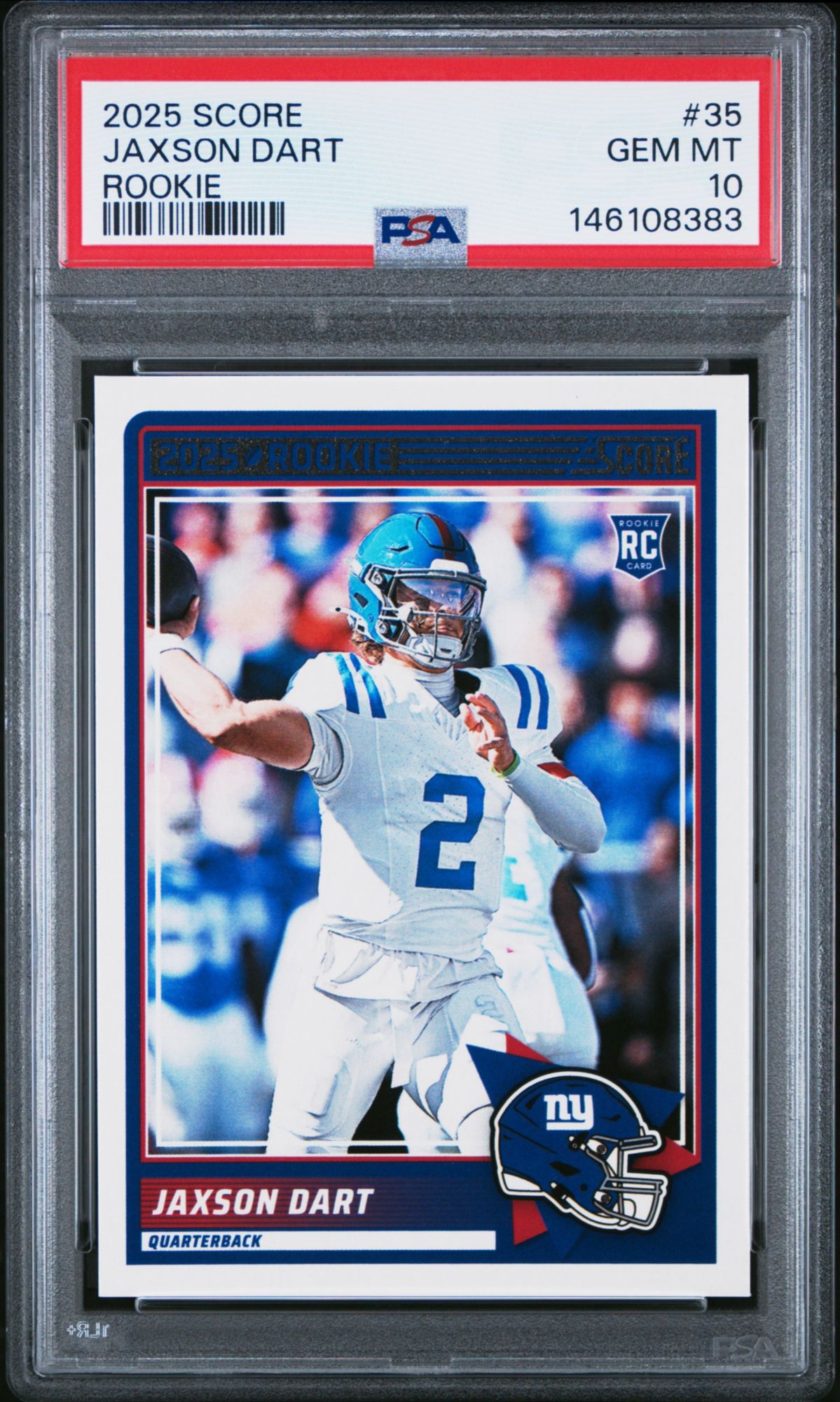 2025 Panini Score 35 Jaxson Dart Rookie PSA 10