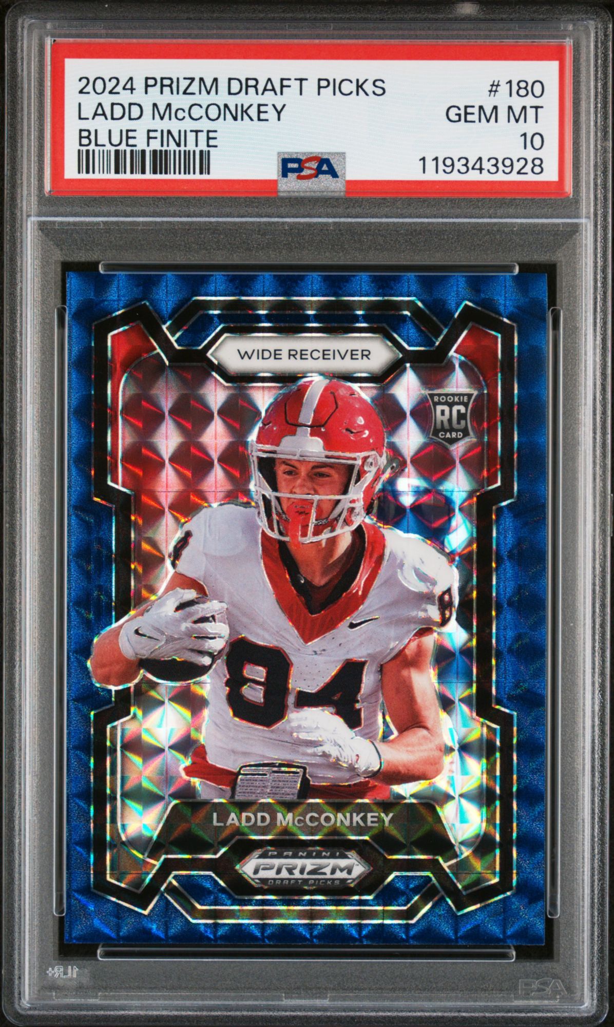 2024 Panini Prizm Draft Picks 180 Ladd Mcconkey Blue Finite PSA 10