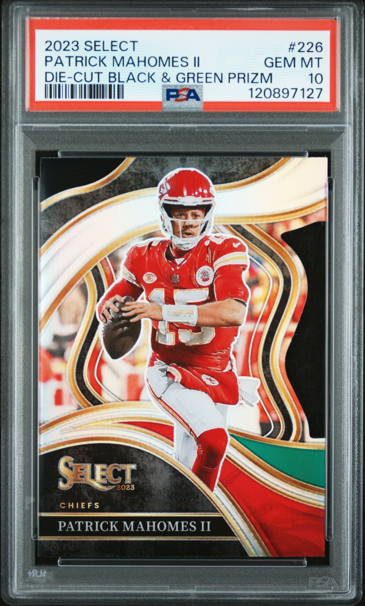 2023 Panini Select 226 Patrick Mahomes Ii Die-cut Black & Green Prizm PSA 10