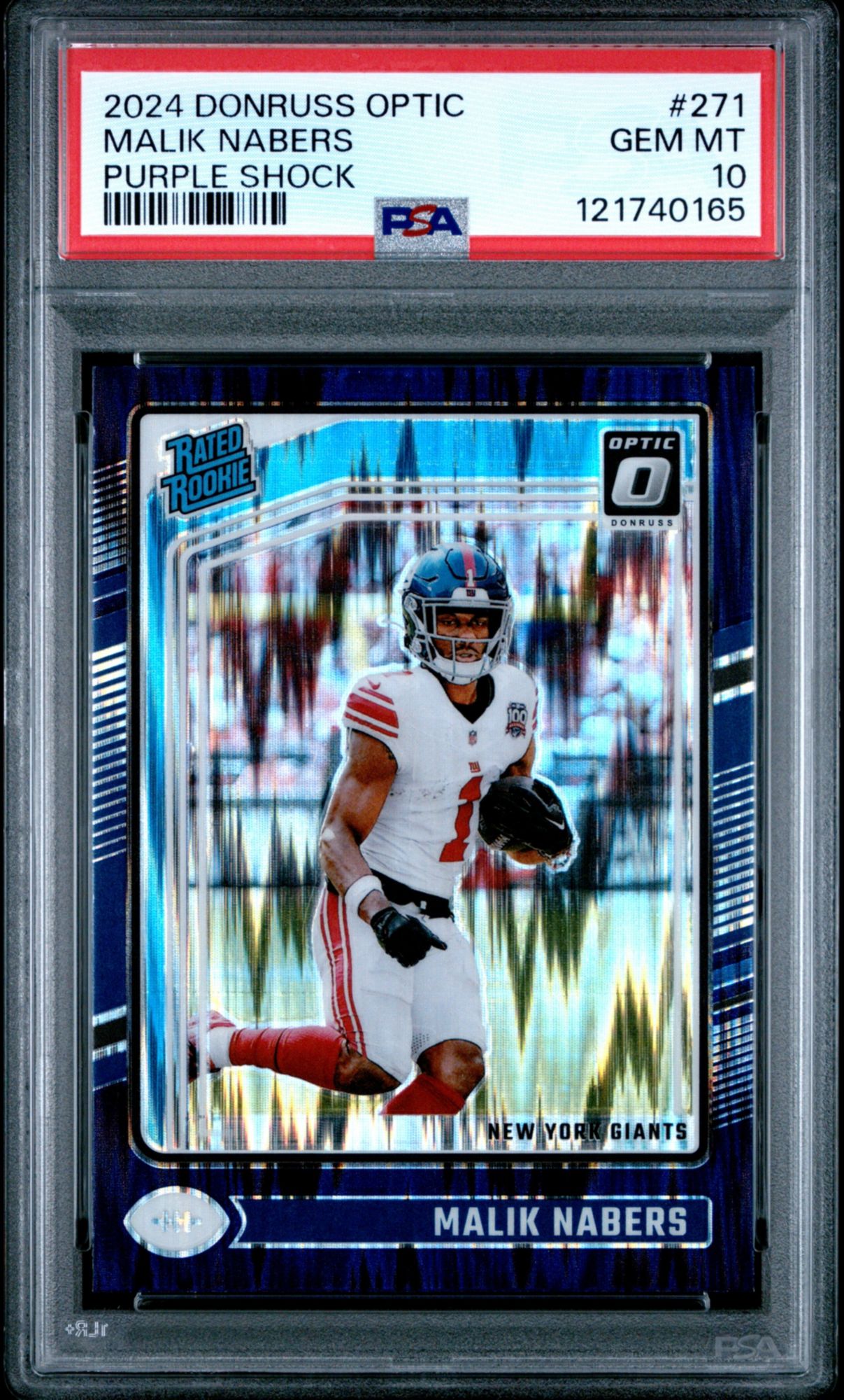2024 Panini Donruss Optic 271 Malik Nabers Purple Shock PSA 10