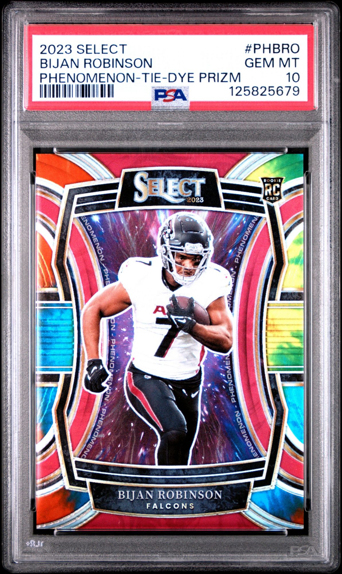 2023 Panini Select Phenomenon Phbro Bijan Robinson Tie-dye Prizm PSA 10