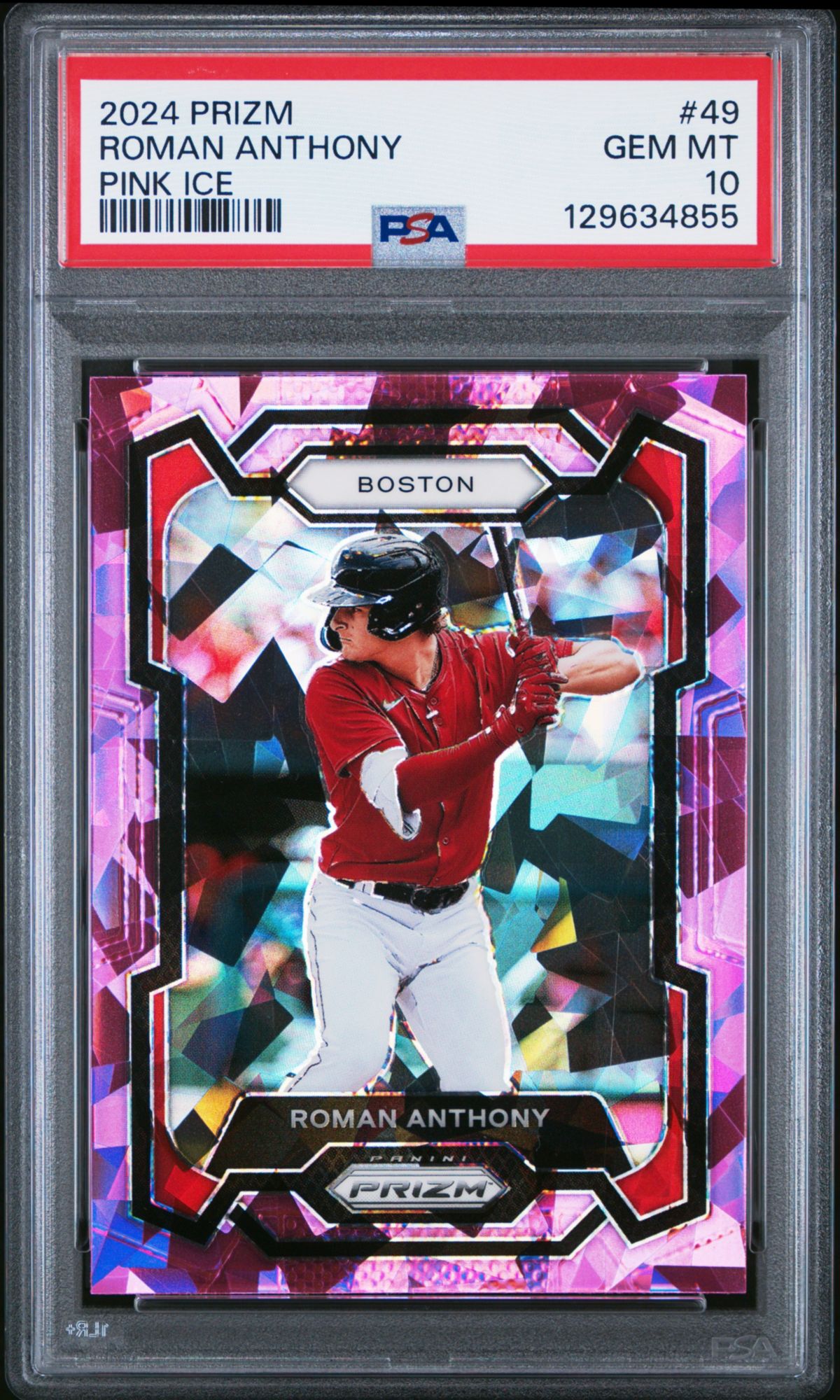 2024 Panini Prizm 49 Roman Anthony Pink Ice PSA 10