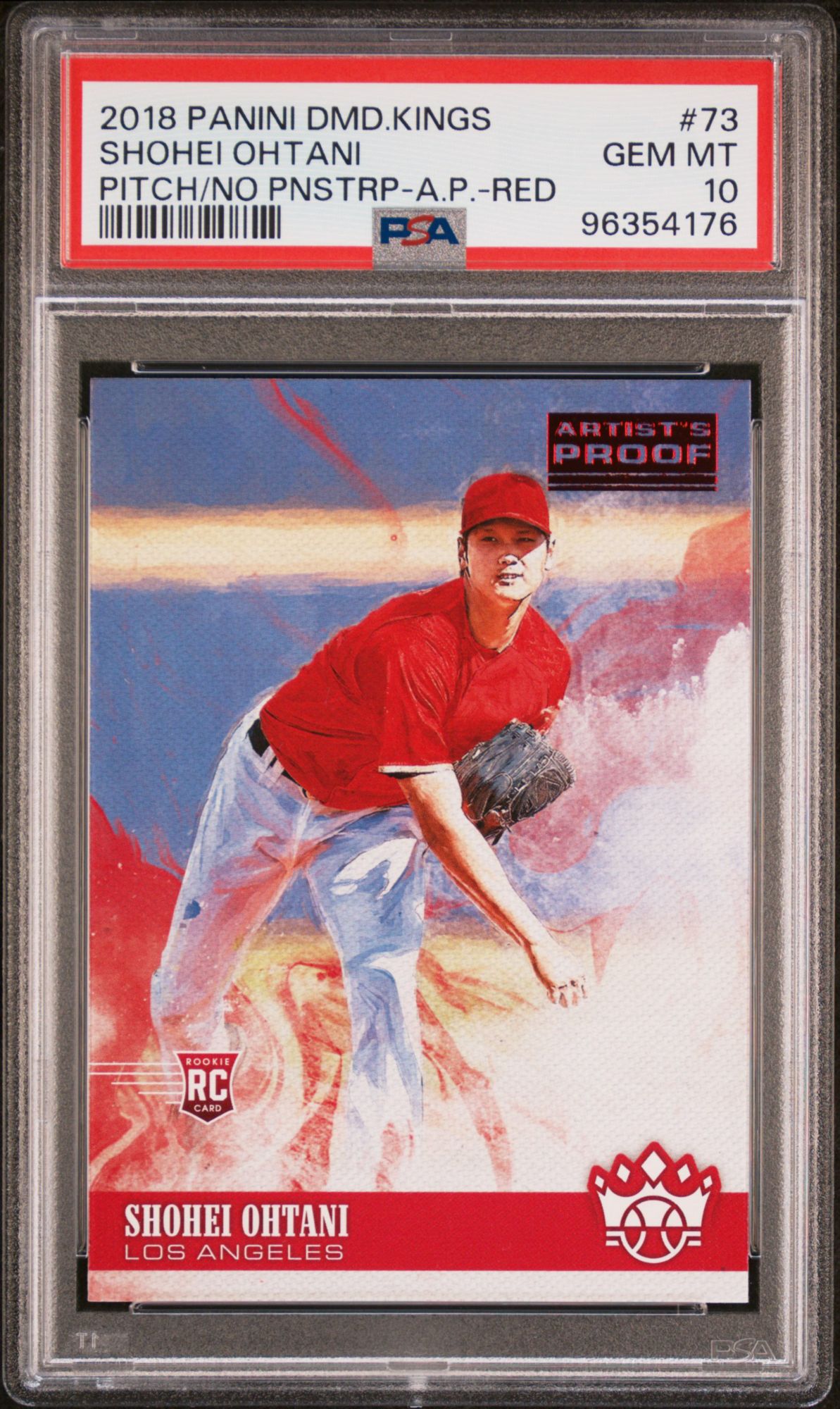 2018 Panini Diamond Kings 73 Shohei Ohtani Pitching/No Pinstripe-Artist'S Proof-Red PSA 10