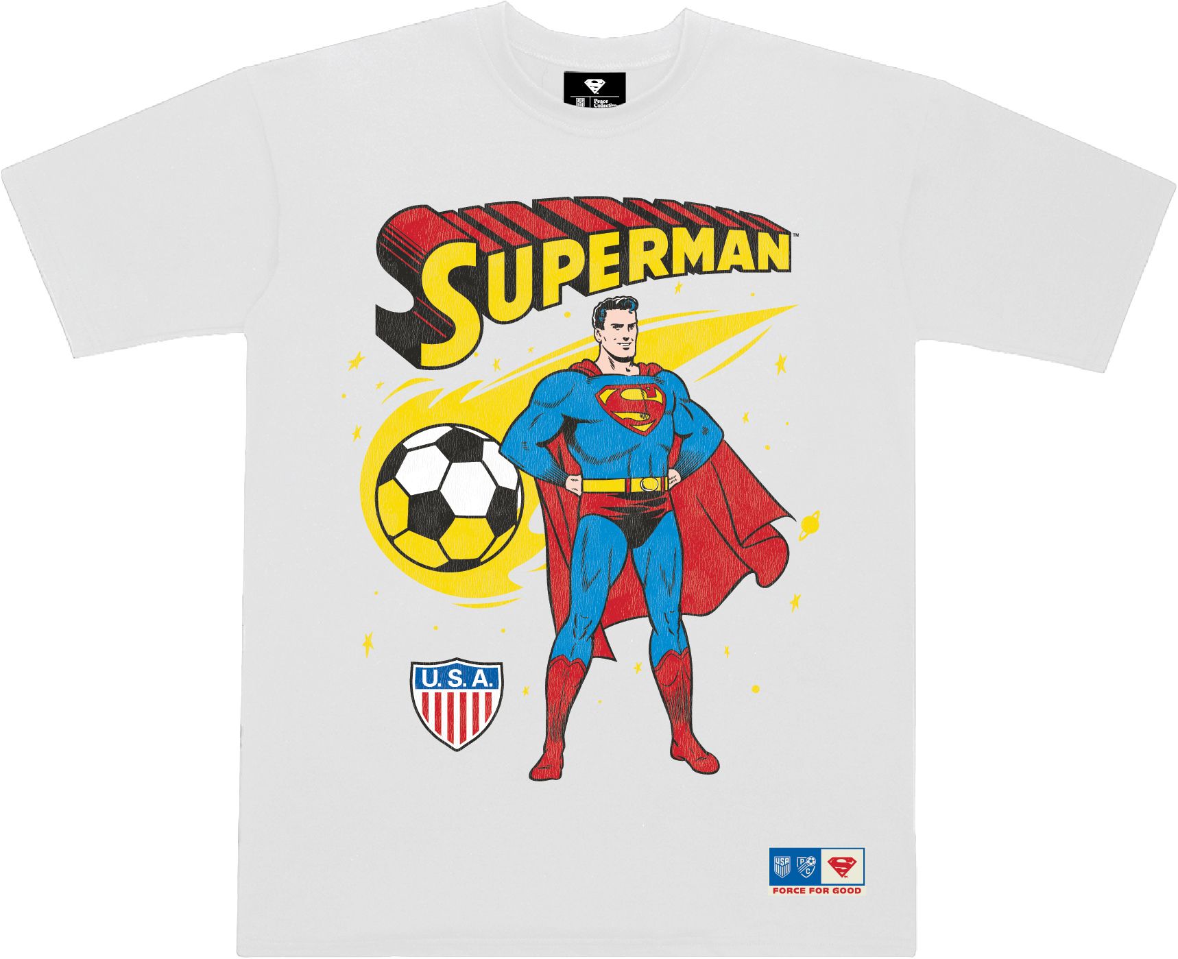 Peace Collective Adult U.S. Soccer | DC Worlds Collide Superman Shield T-Shirt