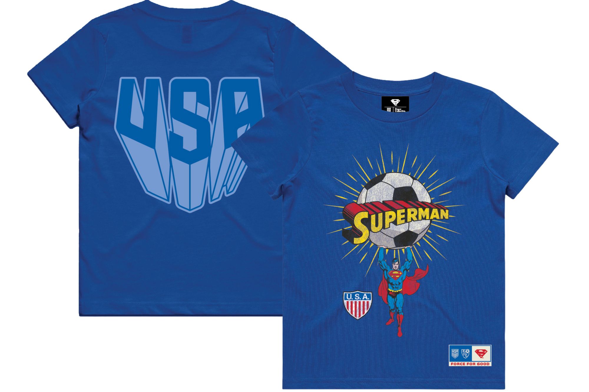 Peace Collective Youth U.S. Soccer | DC Worlds Collide Superman Globe T-Shirt