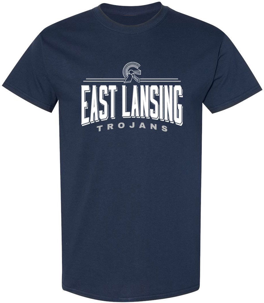Pel Athletic Adult East Lansing High School Navy T-Shirt