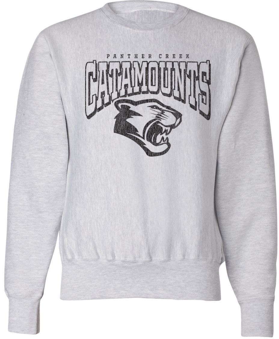 Pel Athletic Adult Panther Creek High School Ash Crewneck Sweatshirt