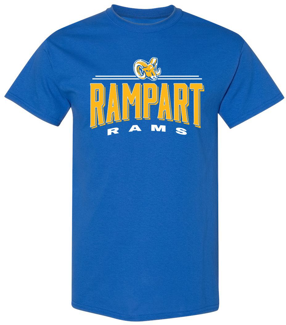 Pel Athletic Adult Rampart High School Royal T-Shirt