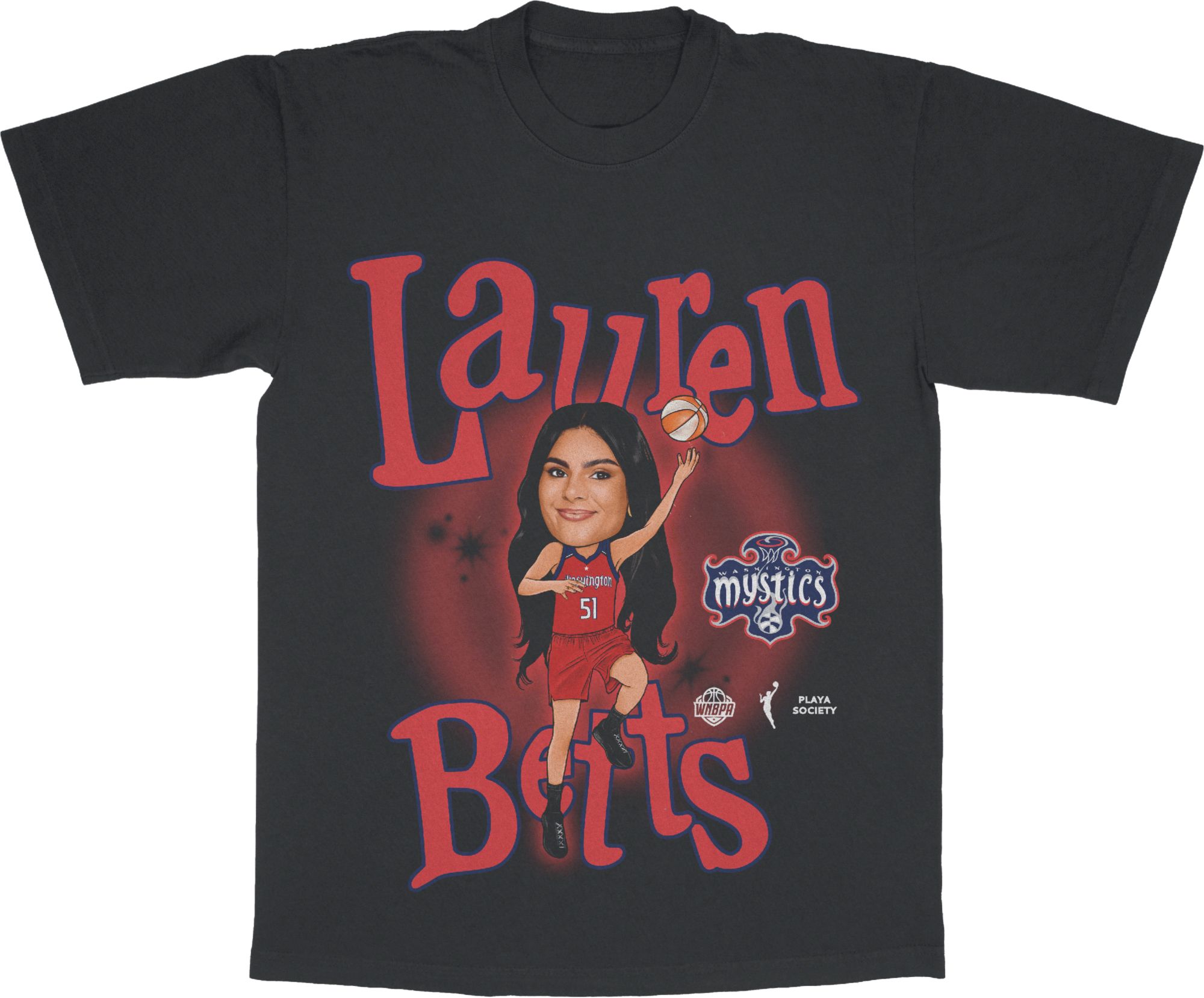 PLAYA SOCIETY Adult Washington Mystics Black Lauren Betts Draft T-Shirt
