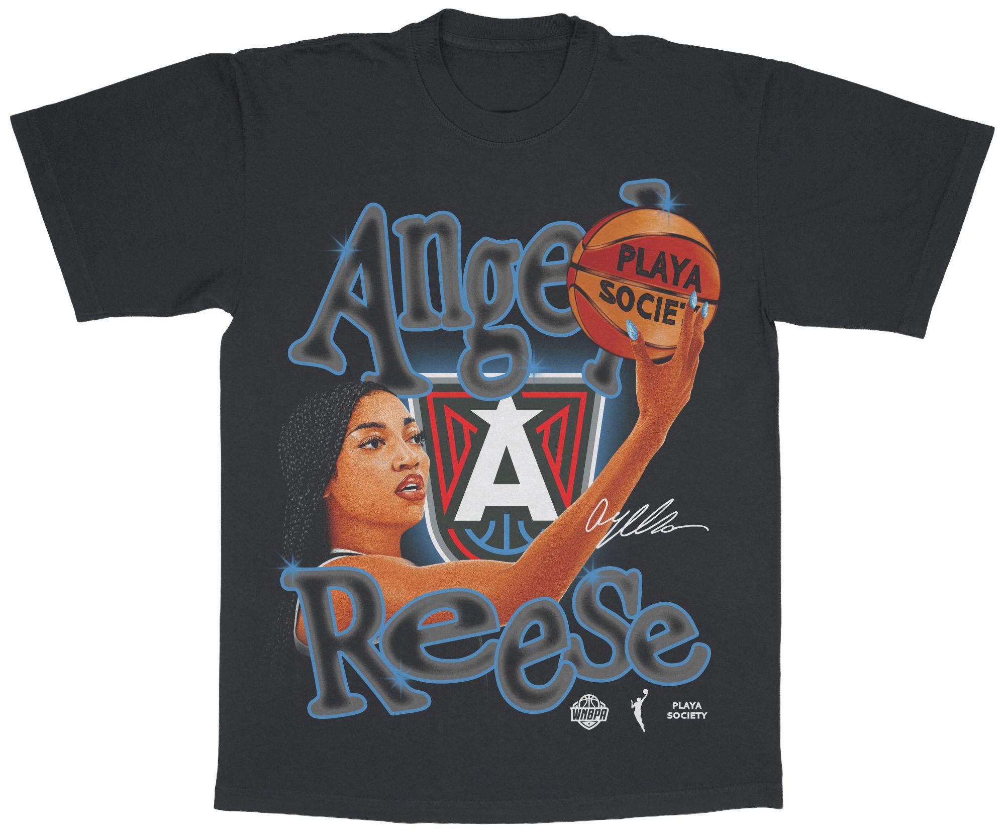 PLAYA SOCIETY Adult Atlanta Dream Black Angel Reese Sketch T-Shirt