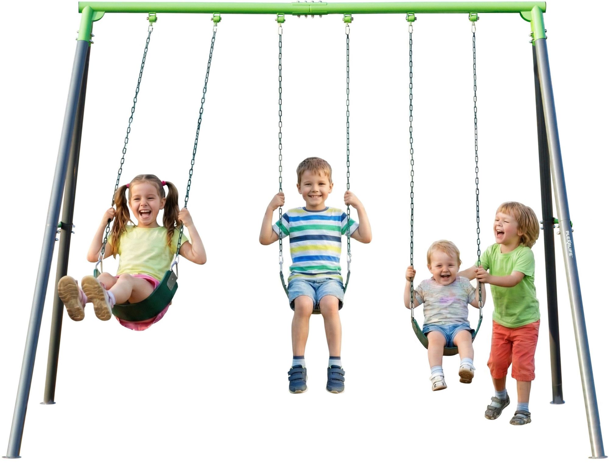 Plexalife 9ft. Heavy-Duty Metal Swing Set - 3 Belt