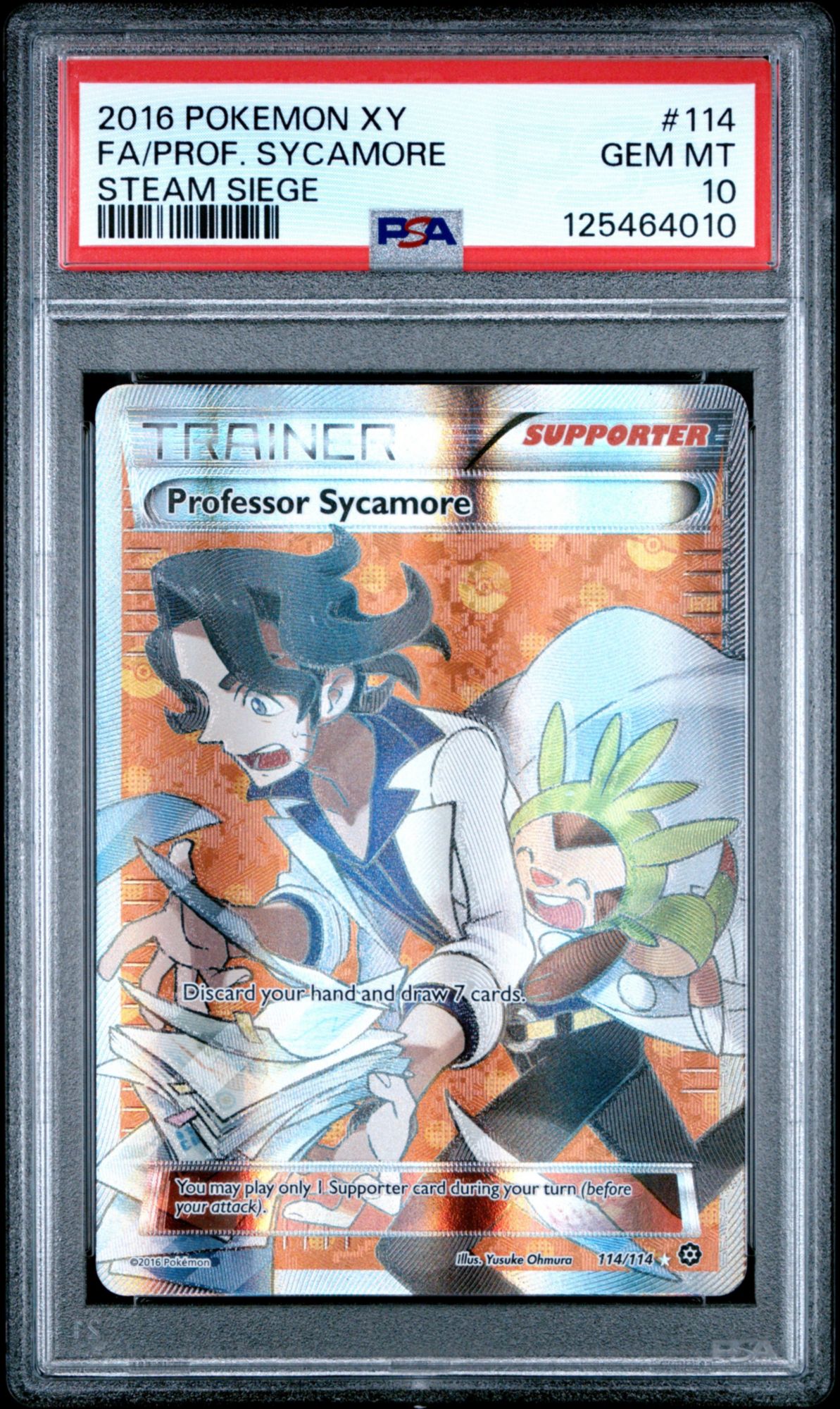 2016 Pokemon Xy Steam Siege 114 Full Art/Professor Sycamore PSA 10