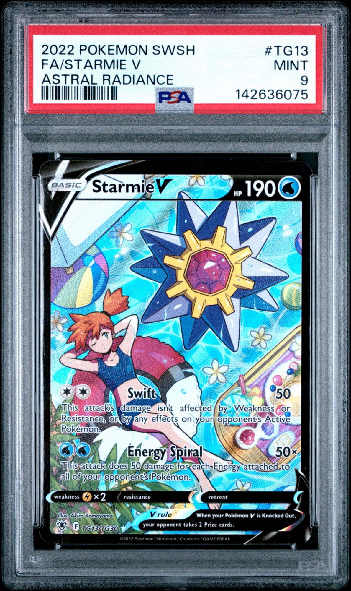 2022 Pokemon Sword & Shield Astral Radiance Tg13 Full Art/Starmie V PSA 9