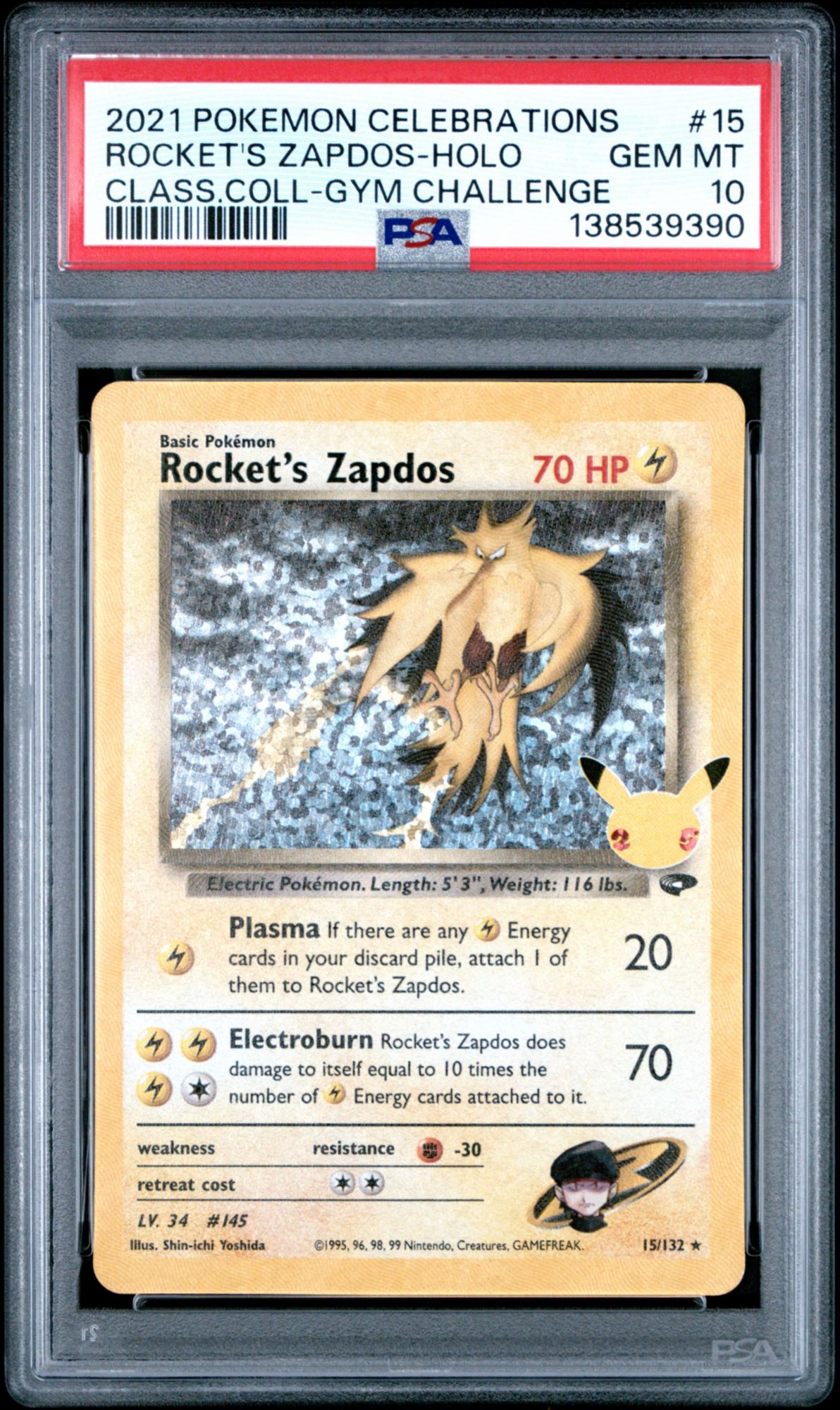 2021 Pokemon Celebrations Classic Collection 15 Rocket'S Zapdos-Holo PSA 10