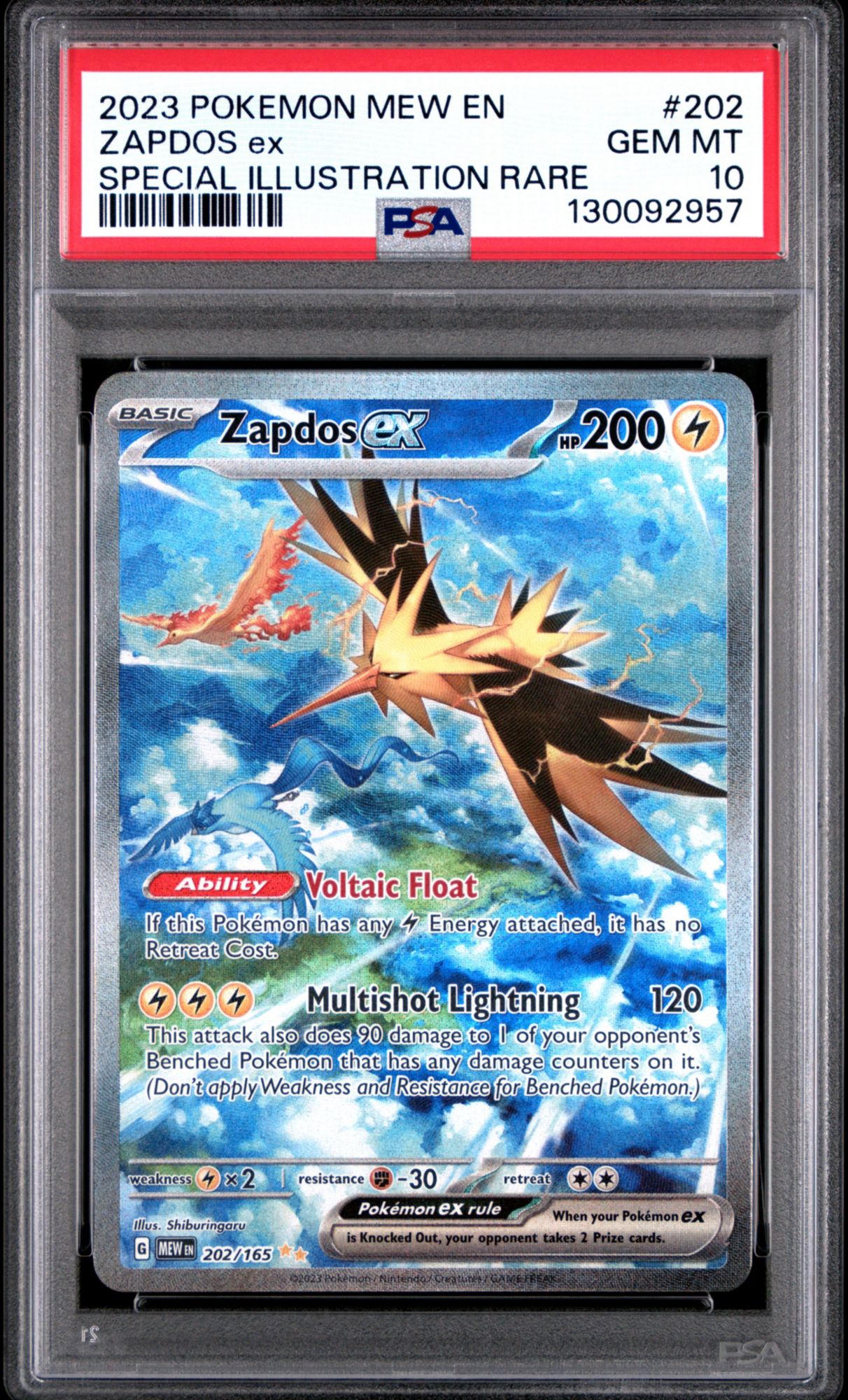 2023 Pokemon Mew En-151 202 Zapdos Ex Special Illustration Rare PSA 10