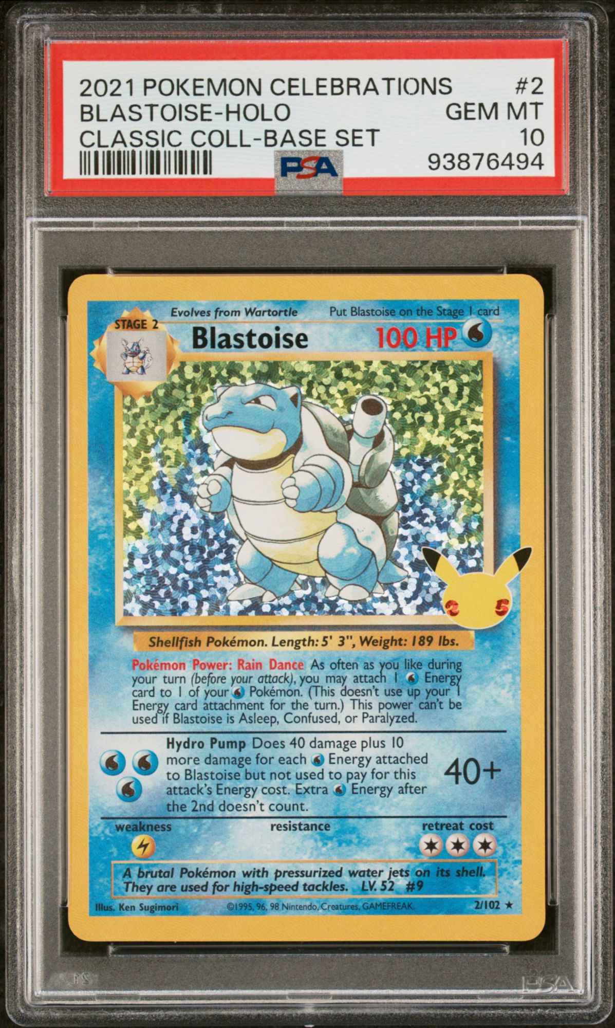 2021 Pokemon Celebrations Classic Collection 2 Blastoise-Holo PSA 10
