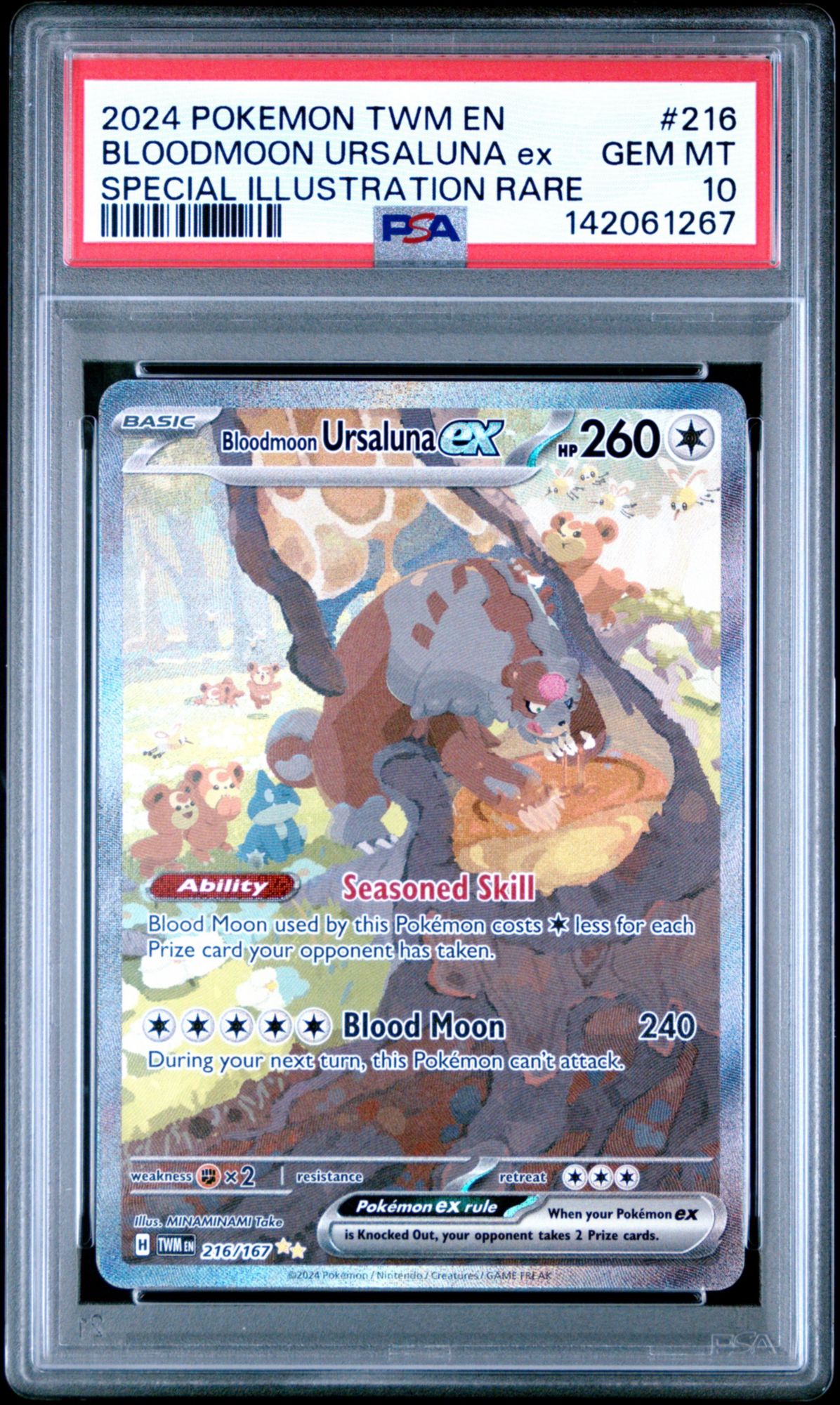 2024 Pokemon Twm En-Twilight Masquerade 216 Bloodmoon Ursaluna Ex Special Illustration Rare PSA 10
