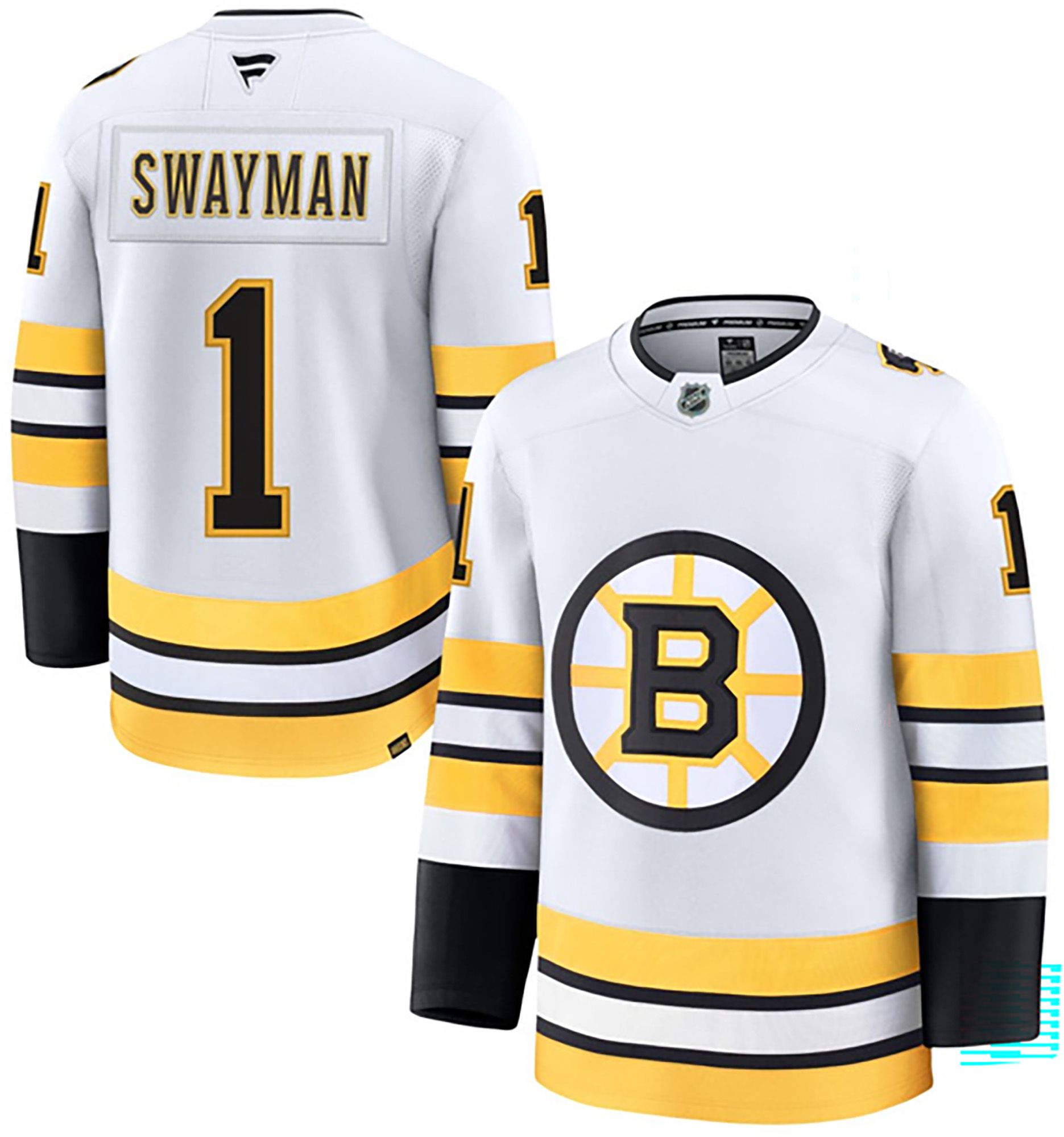 NHL Men's Boston Bruins Jeremy Swayman #1 White Premium Authentic Jersey