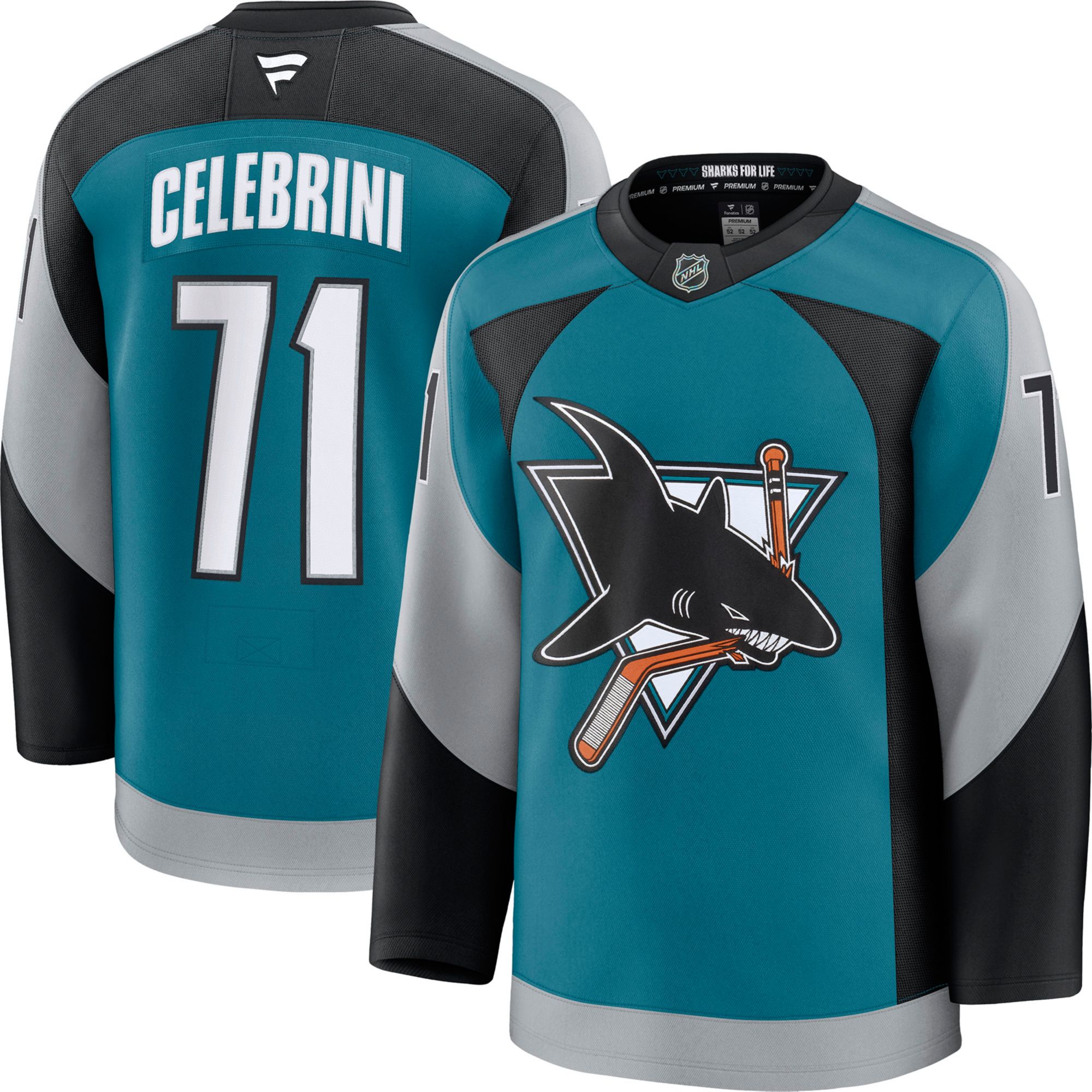 Fanatics Men's San Jose Sharks Teal Macklin Celebrini #71 Alternate Authentic Jersey