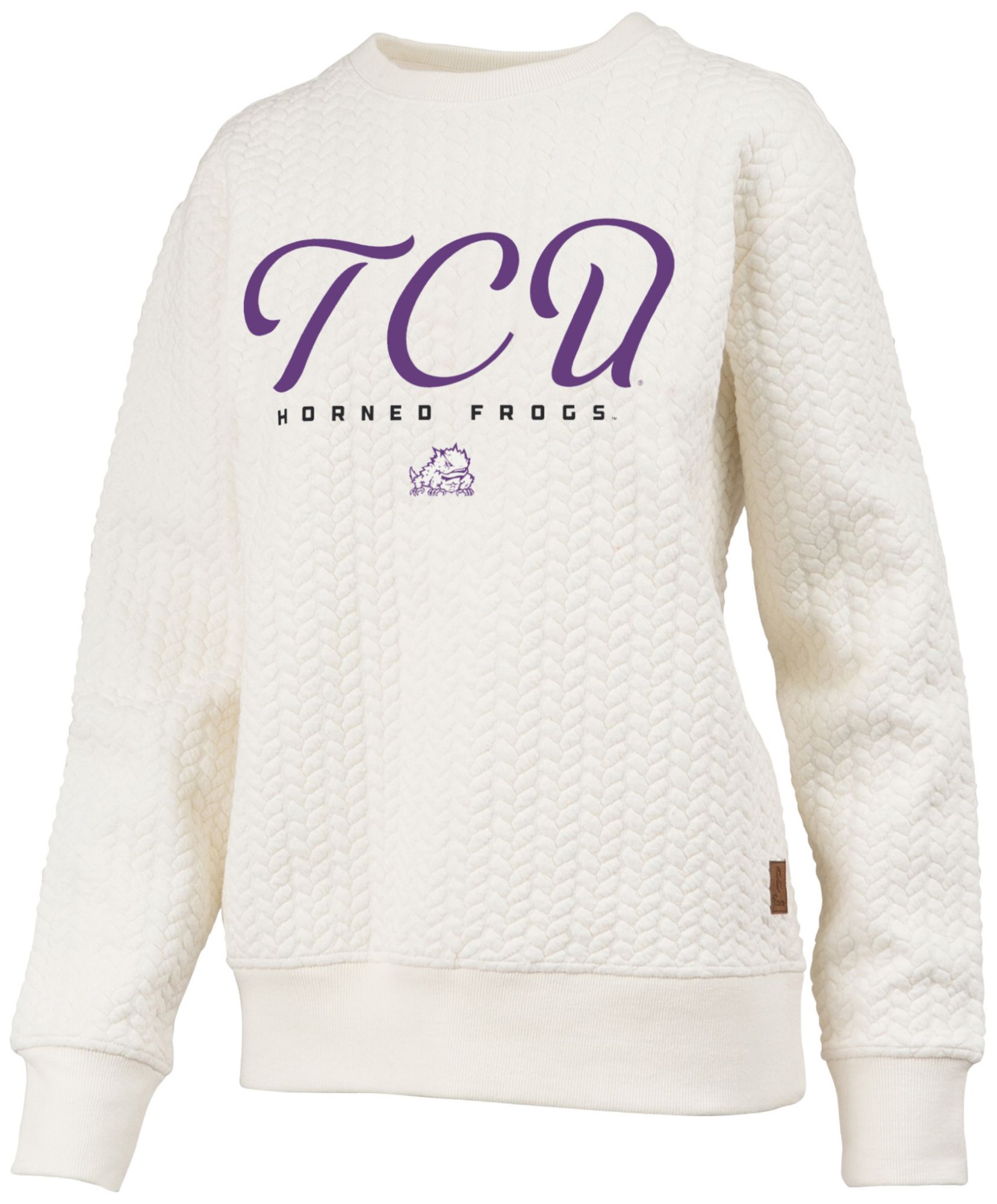 Pressbox Women's TCU Horned Frogs Textured Crewneck Sweatshirt