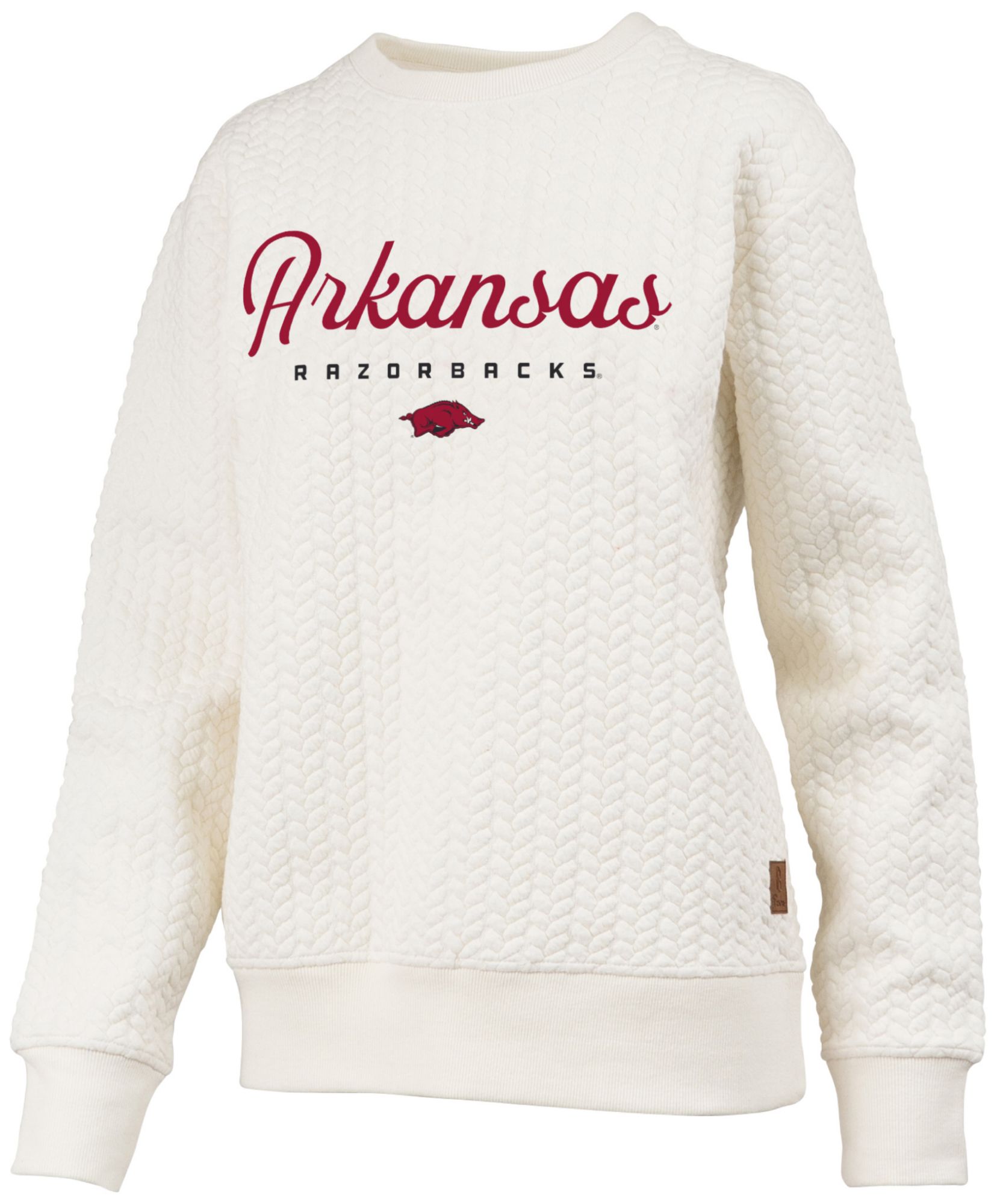 Pressbox Women's Arkansas Razorbacks Textured Crewneck Sweatshirt, XL, White