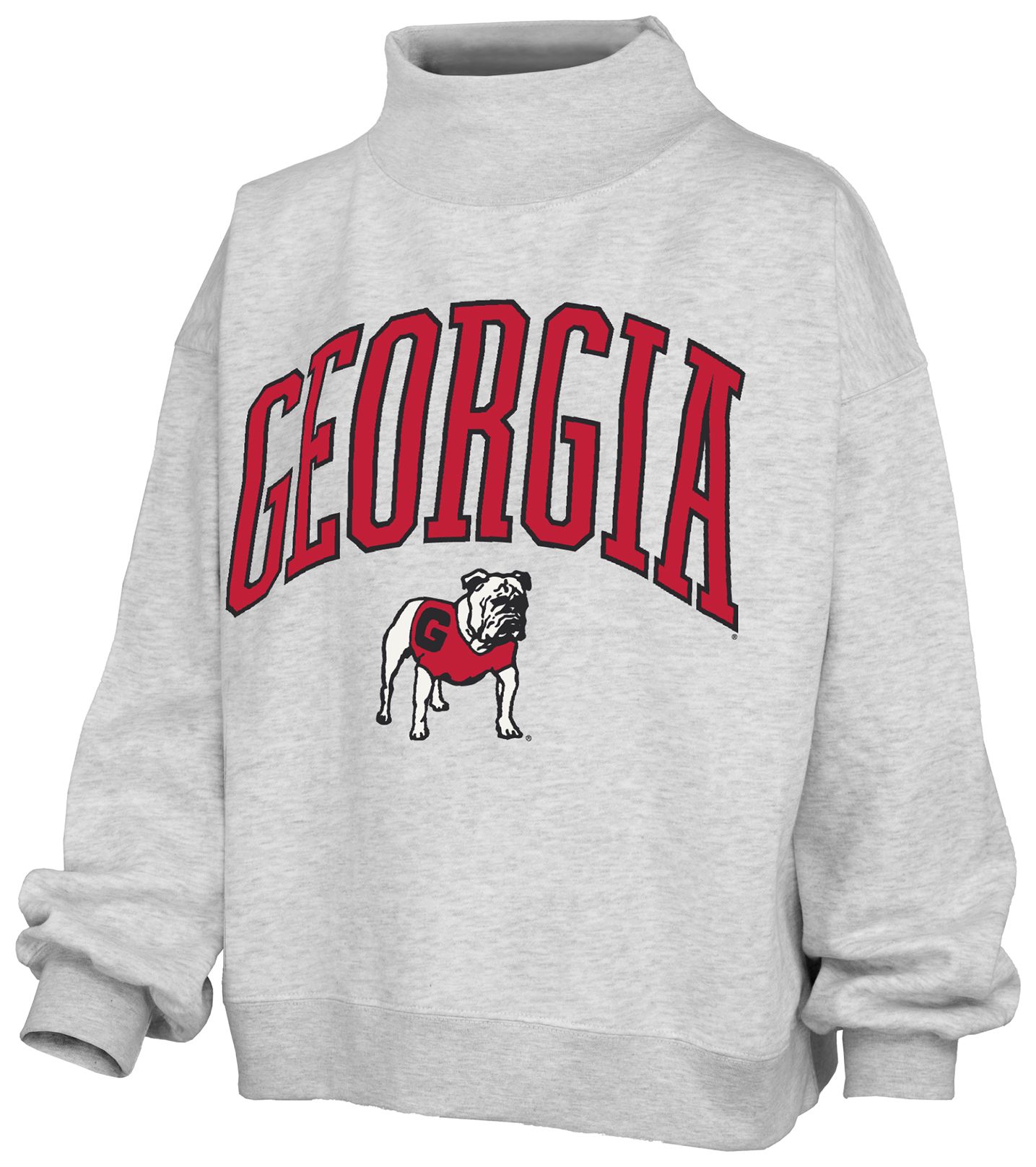 Pressbox Women's Georgia Bulldogs Ash Mock Neck Crewneck Sweatshirt