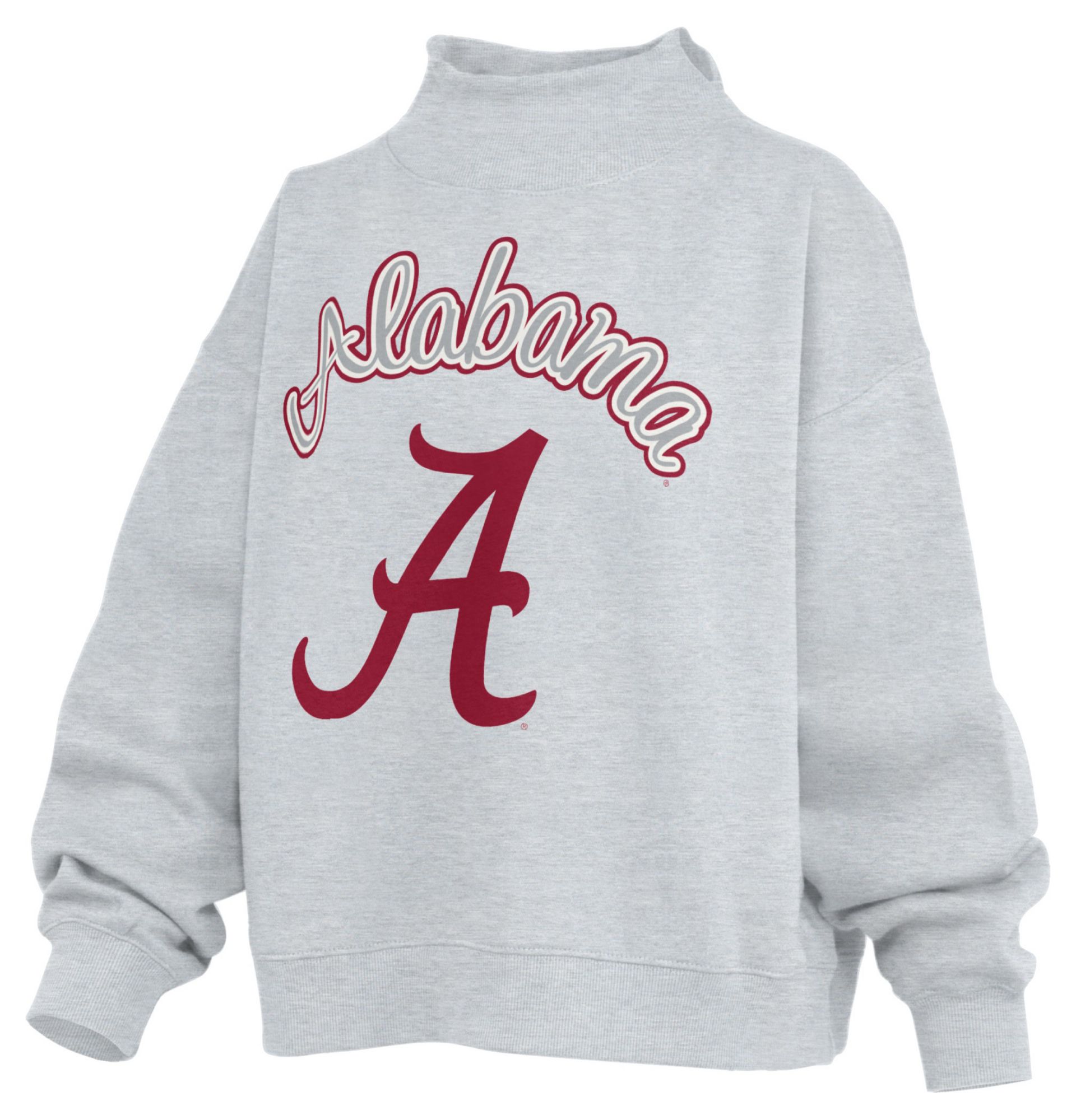 Pressbox Women's Alabama Crimson Tide White Mock Neck Sweatshirt, XL