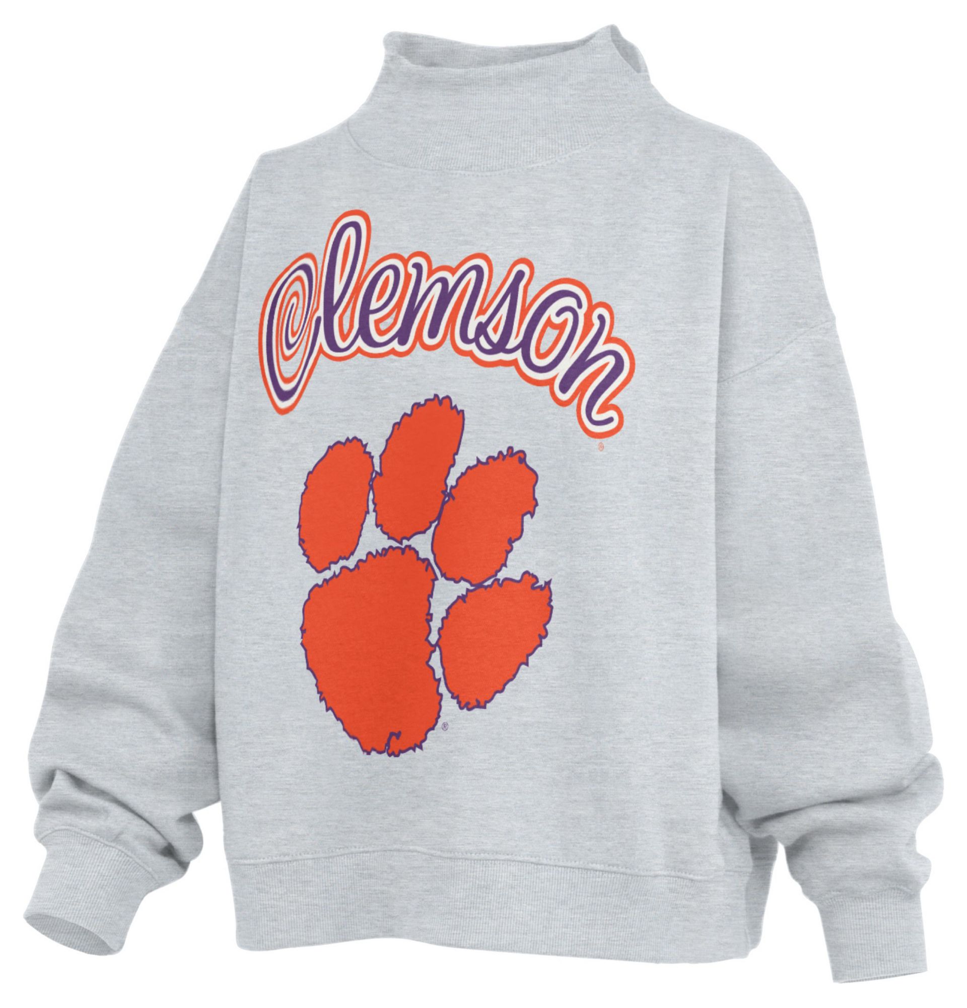 Pressbox Women's Clemson Tigers White Mock Neck Sweatshirt