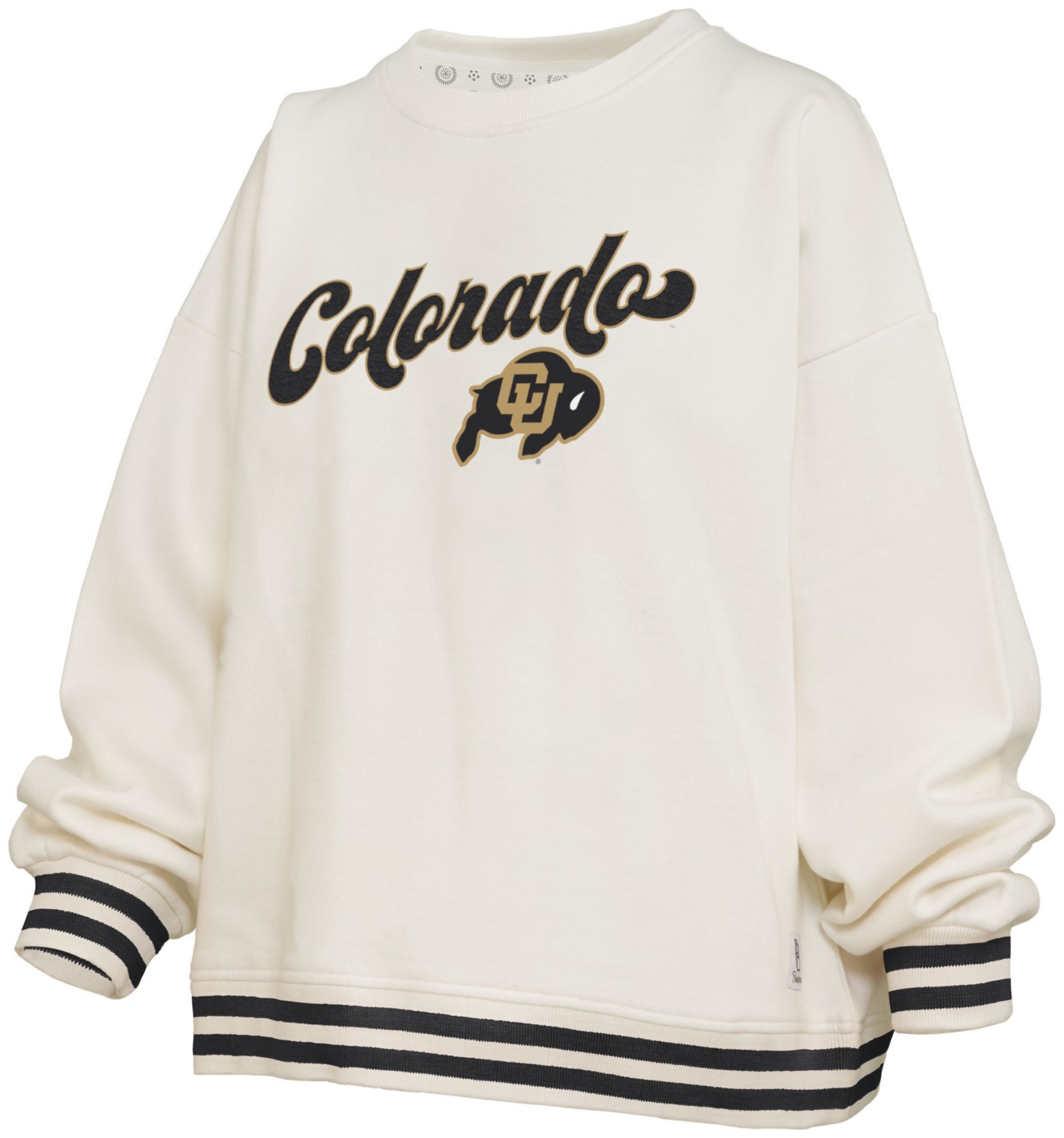 Pressbox Women's Colorado Buffaloes White Chenille Crewneck Sweatshirt