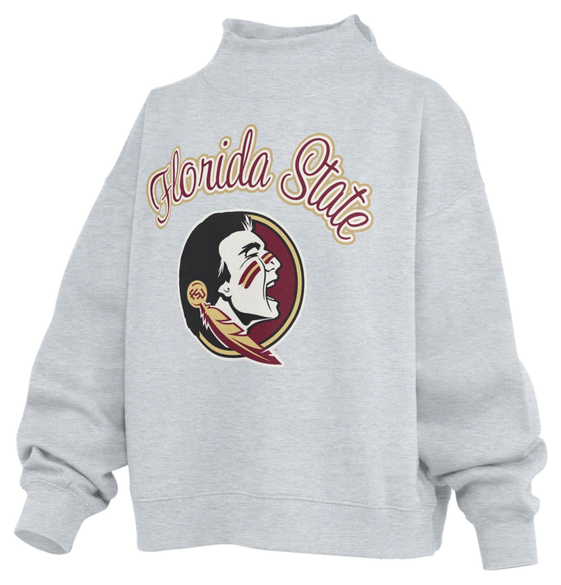 Pressbox Women's Florida State Seminoles White Mock Neck Sweatshirt